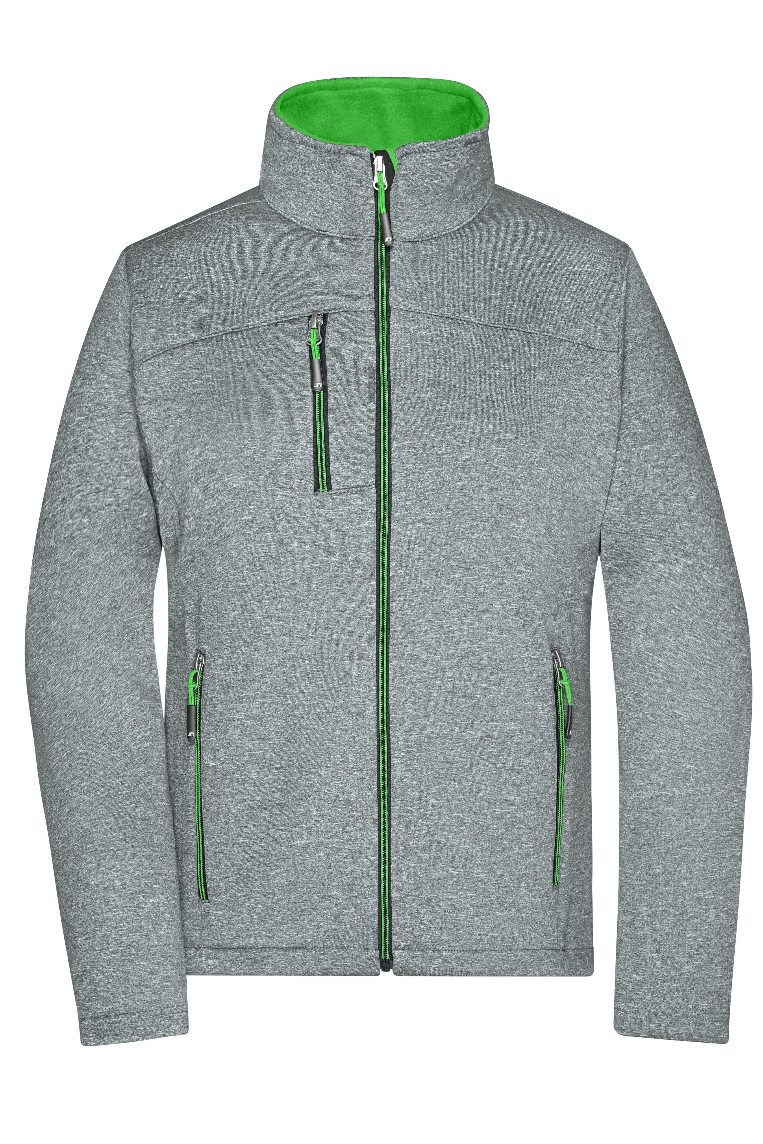James & Nicholson Damen Softshelljacke in Melange-Optik dark-melange/green