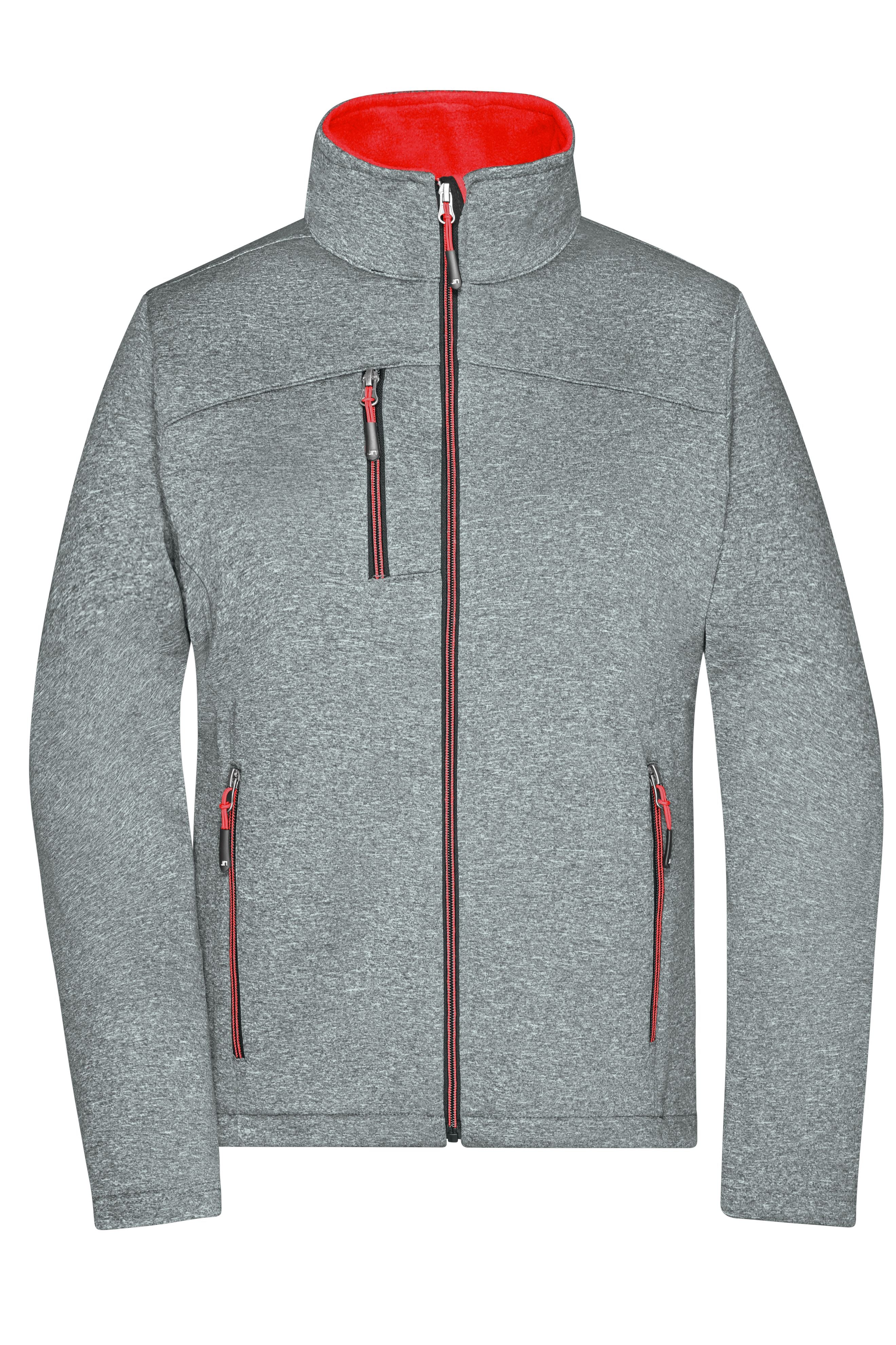 James & Nicholson Damen Softshelljacke in Melange-Optik dark-melange/red