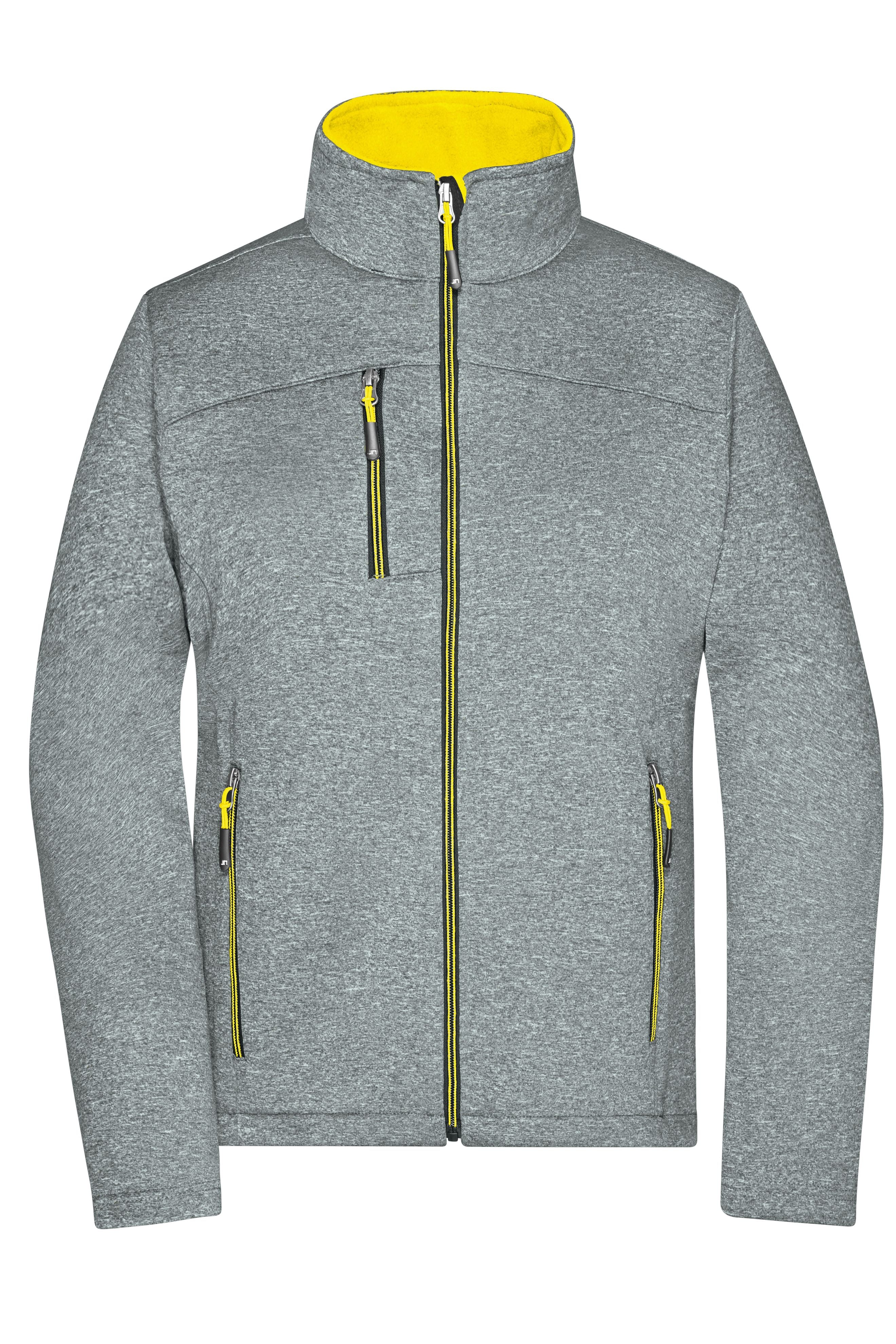 James & Nicholson Damen Softshelljacke in Melange-Optik dark-melange/yellow
