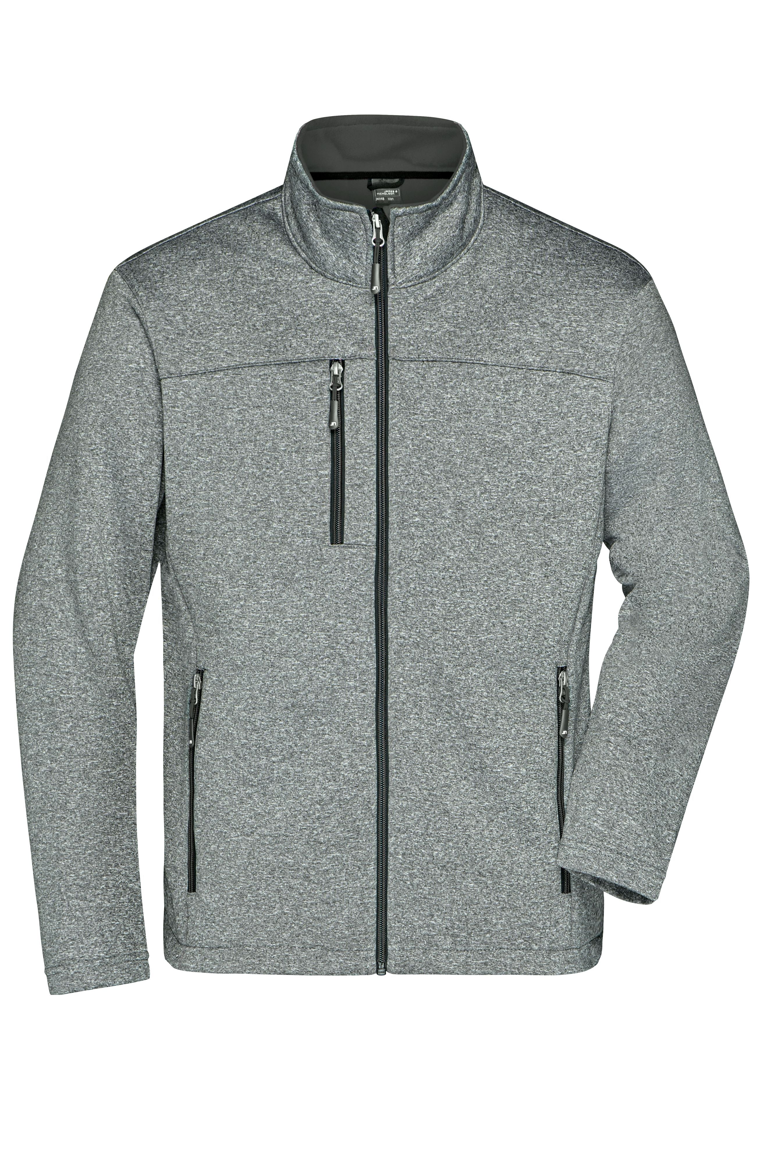 James & Nicholson Männer Softshelljacke in Melange-Optik dark-melange/black