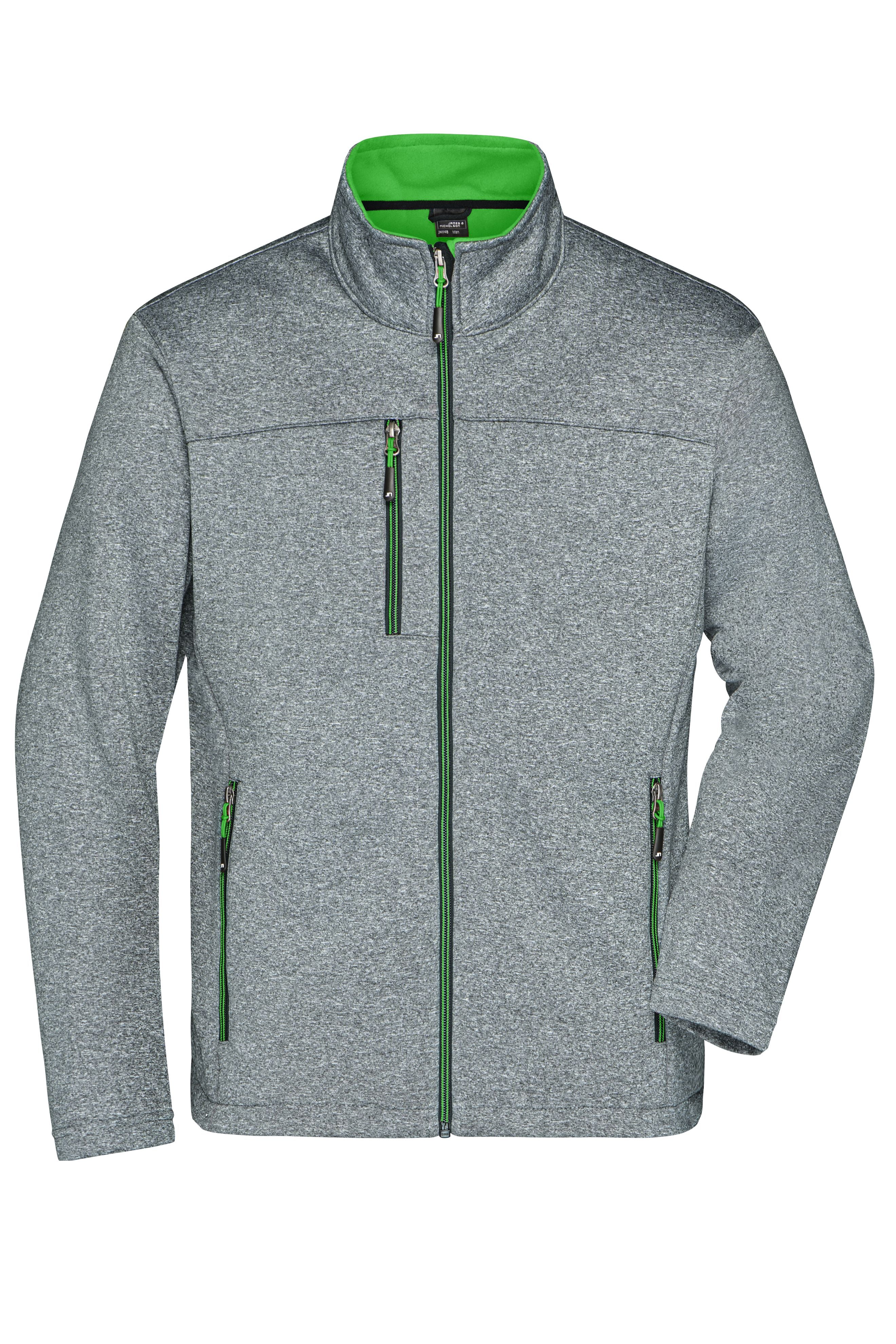 James & Nicholson Männer Softshelljacke in Melange-Optik dark-melange/green