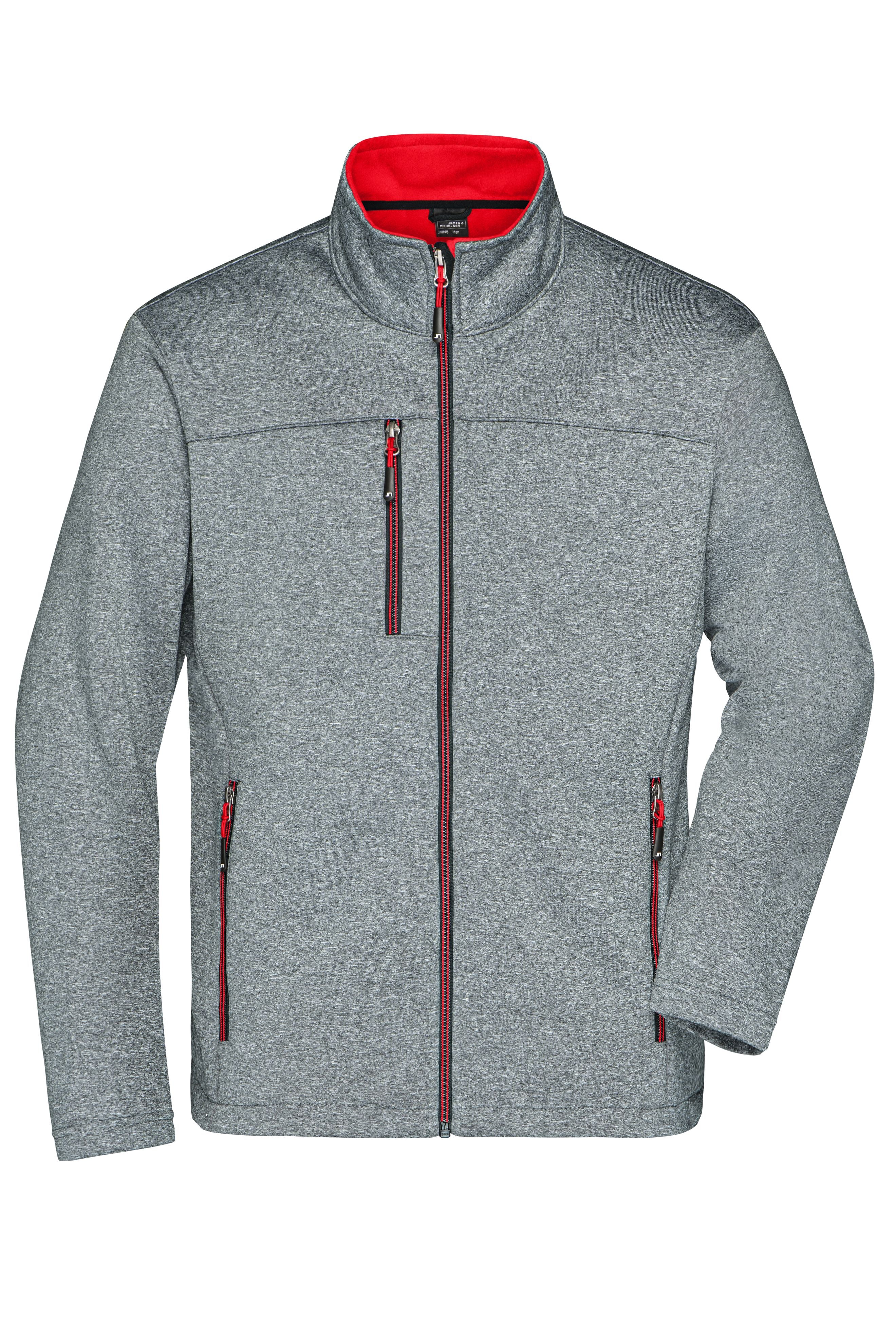 James & Nicholson Männer Softshelljacke in Melange-Optik dark-melange/red