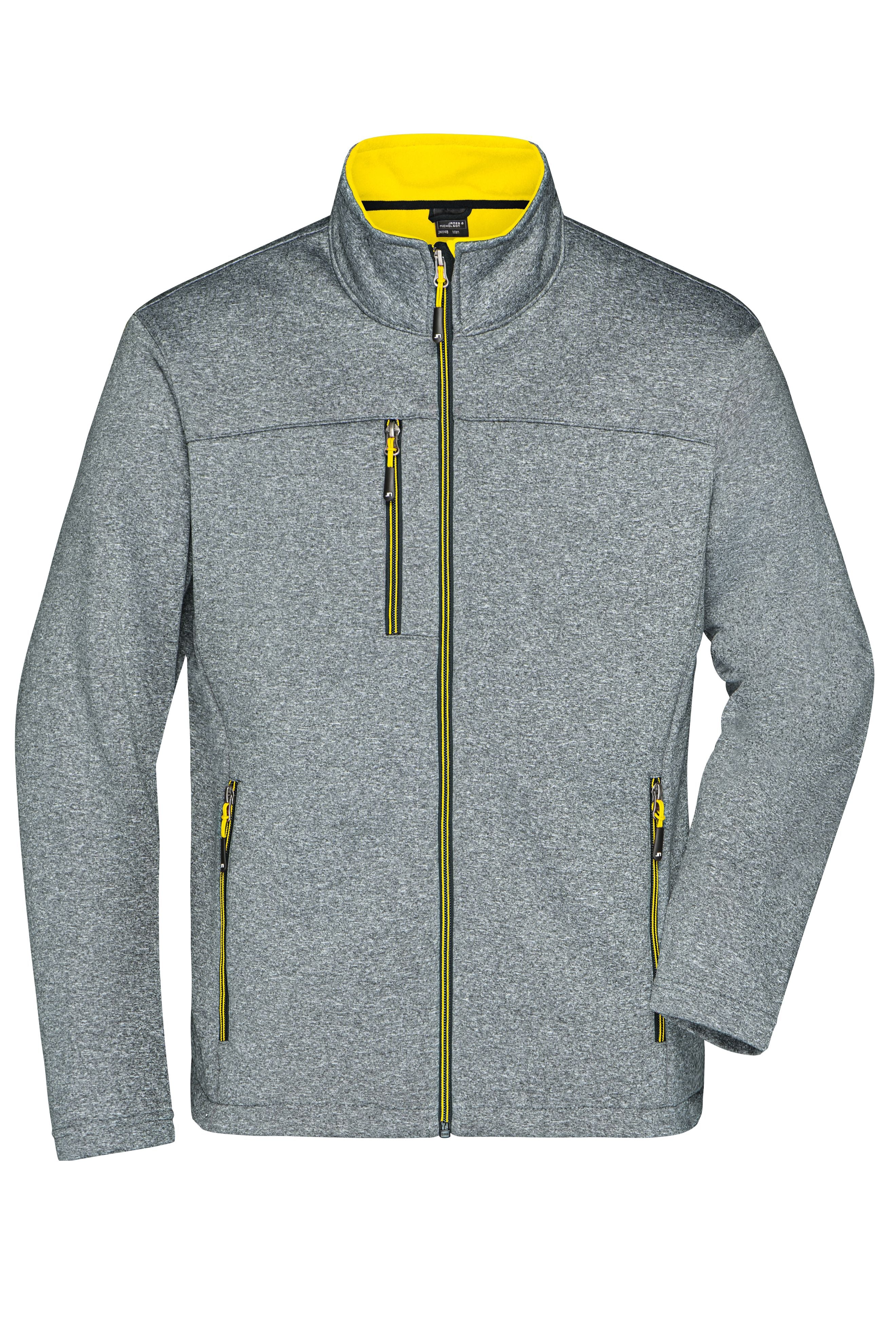 James & Nicholson Männer Softshelljacke in Melange-Optik dark-melange/yellow