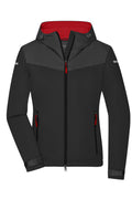 James & Nicholson Leichte, gefütterte Damen Outdoor Softshell-Jacke black/carbon/light-red