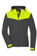 James & Nicholson Leichte, gefütterte Damen Outdoor Softshell-Jacke carbon/bright-yellow/carbon