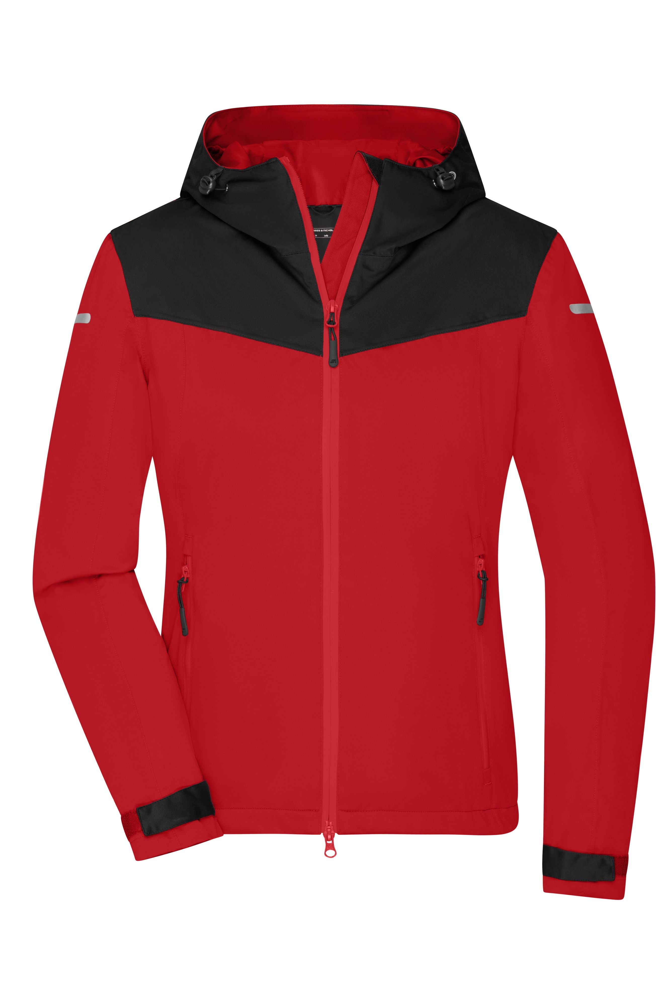 James & Nicholson Leichte, gefütterte Damen Outdoor Softshell-Jacke light-red/black/light-red