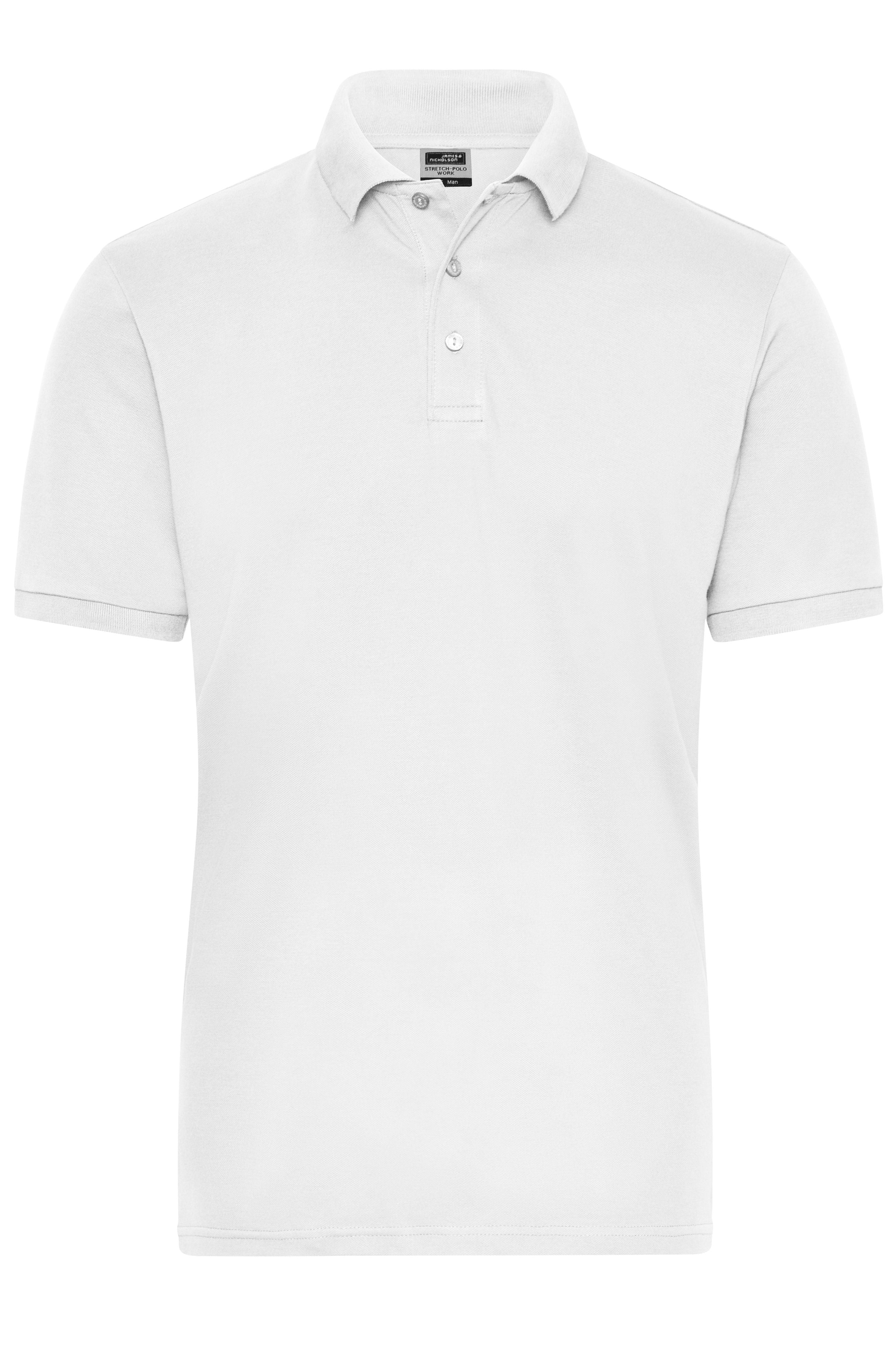 James & Nicholson Herren Bio Workwear Polo Stretch white