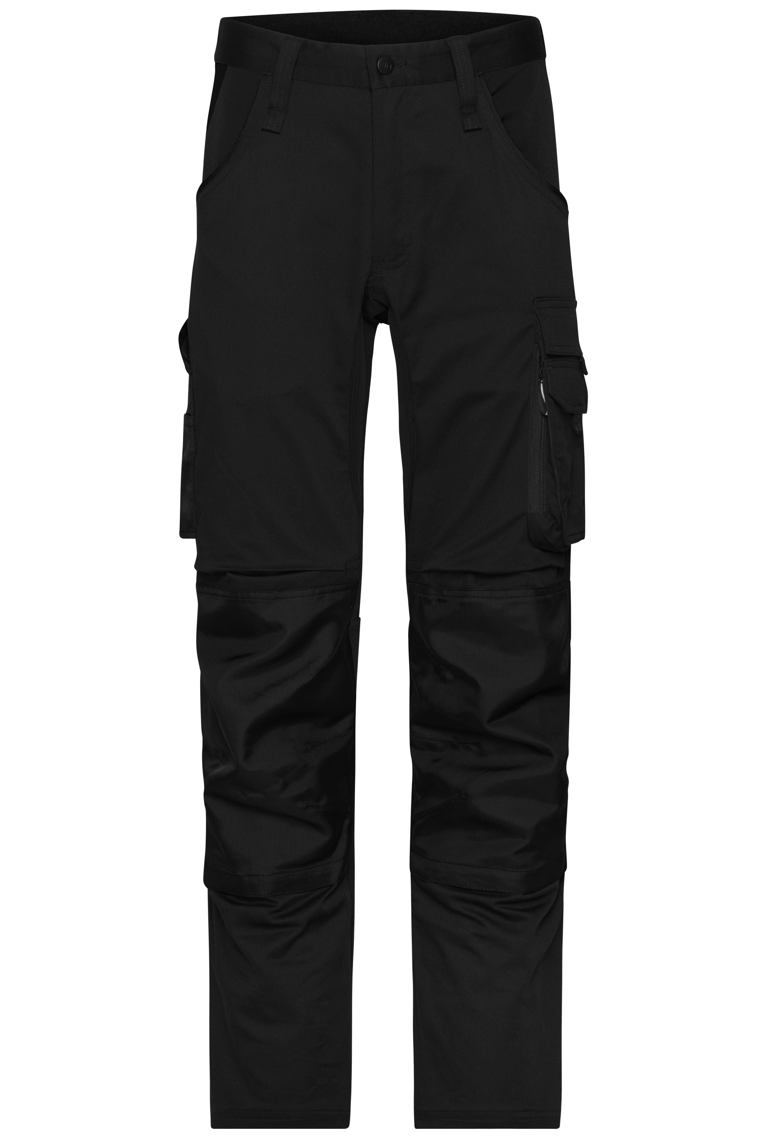 James & Nicholson Workwear Stretch-Arbeitshose Slim Line black/black