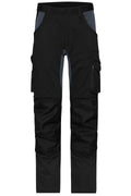 James & Nicholson Workwear Stretch-Arbeitshose Slim Line black/carbon