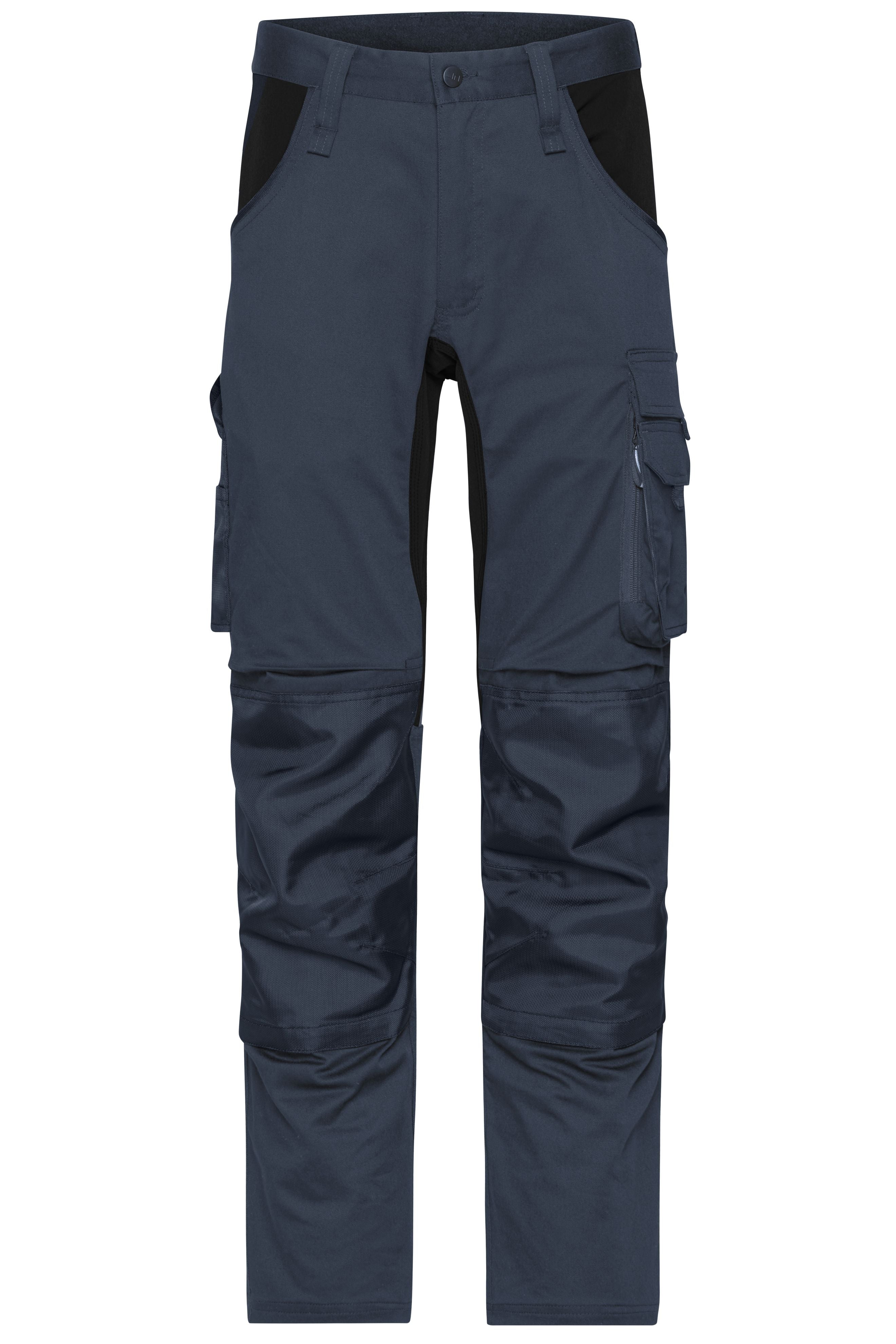 James & Nicholson Workwear Stretch-Arbeitshose Slim Line carbon/black