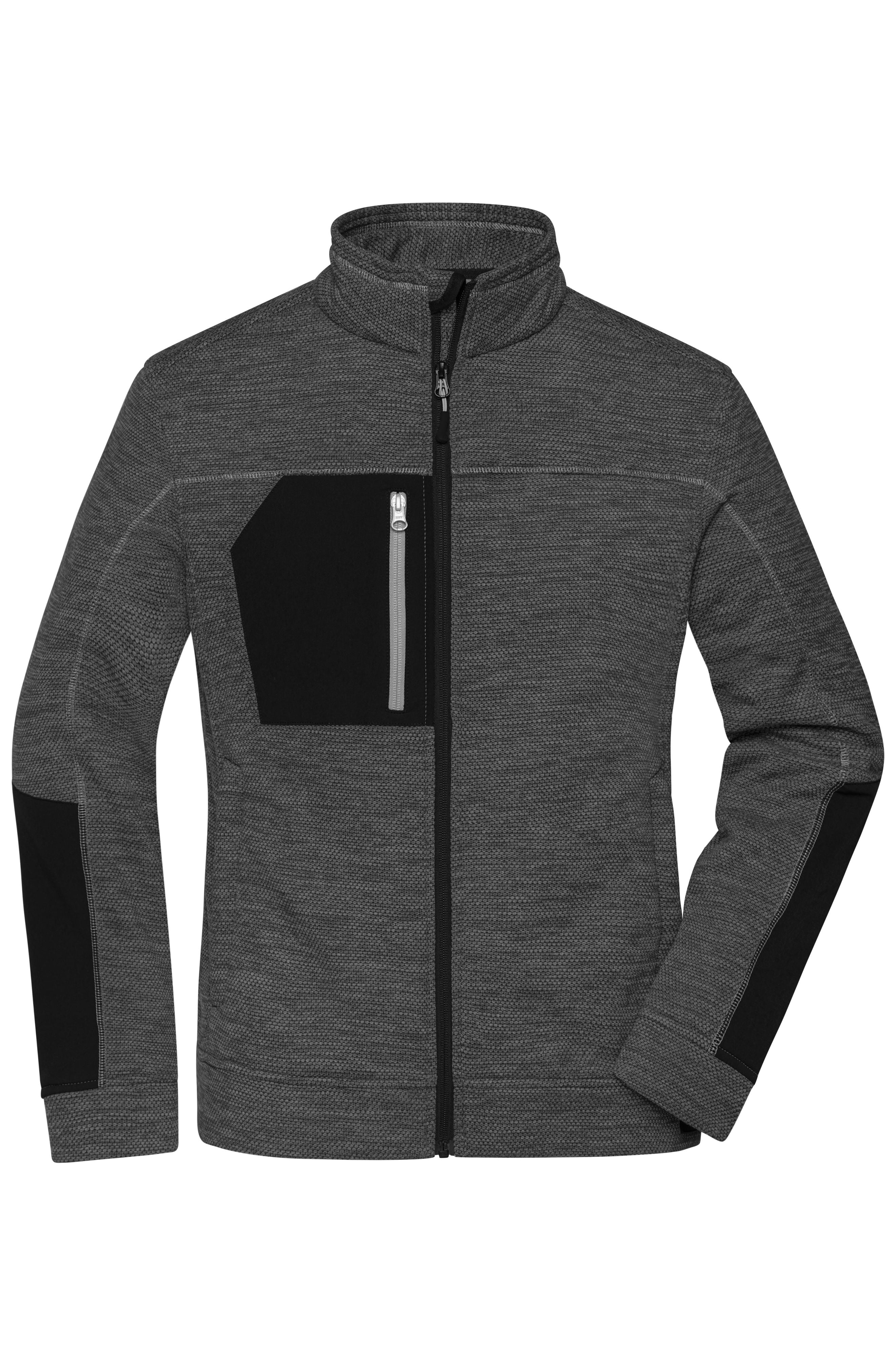 James & Nicholson Damen Strickfleece Jacke black-melange/black/silver