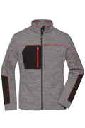 James & Nicholson Damen Strickfleece Jacke carbon-melange/black/red
