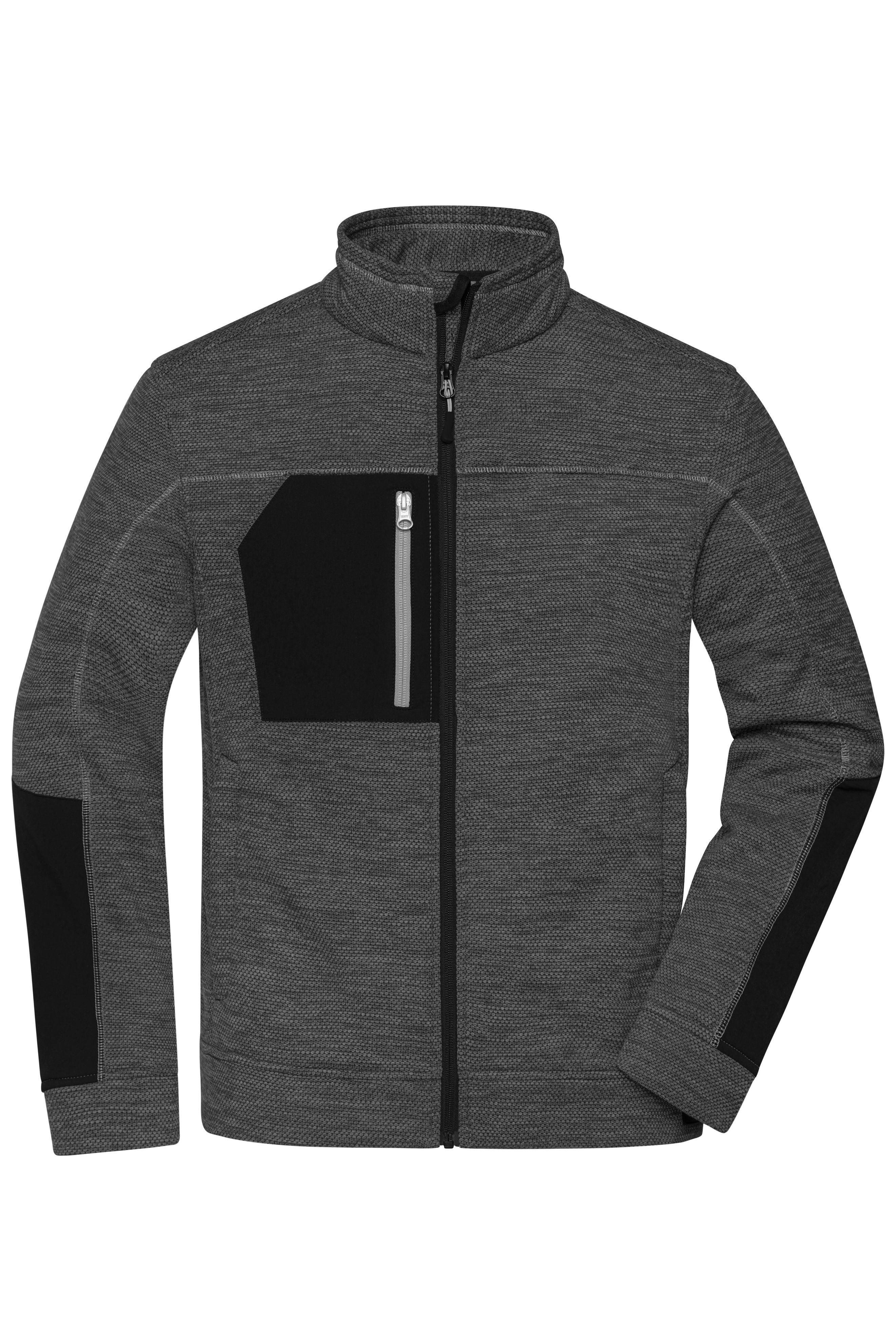 James & Nicholson Herren Strickfleece Jacke black-melange/black/silver