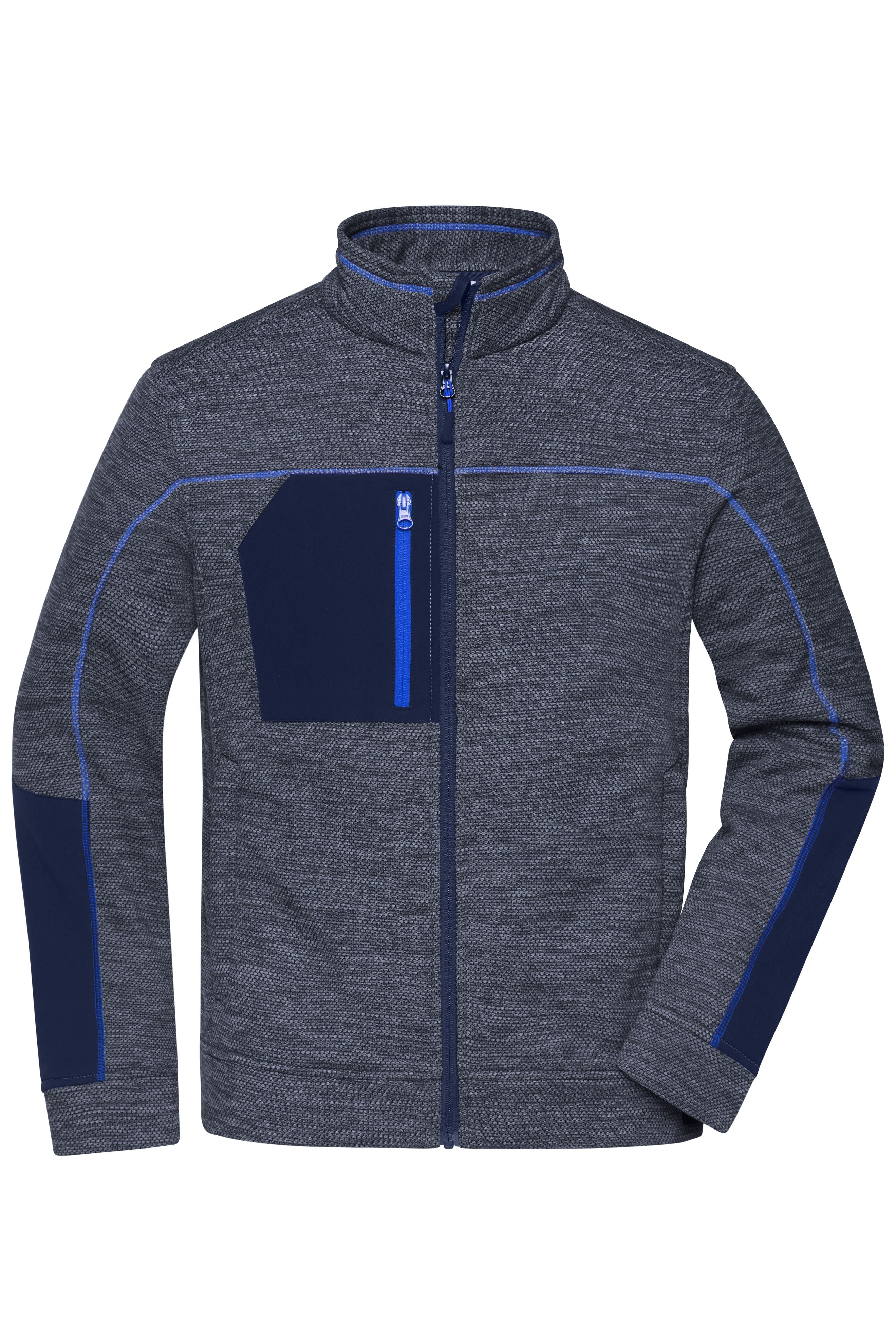 James & Nicholson Herren Strickfleece Jacke navy-melange/navy/royal