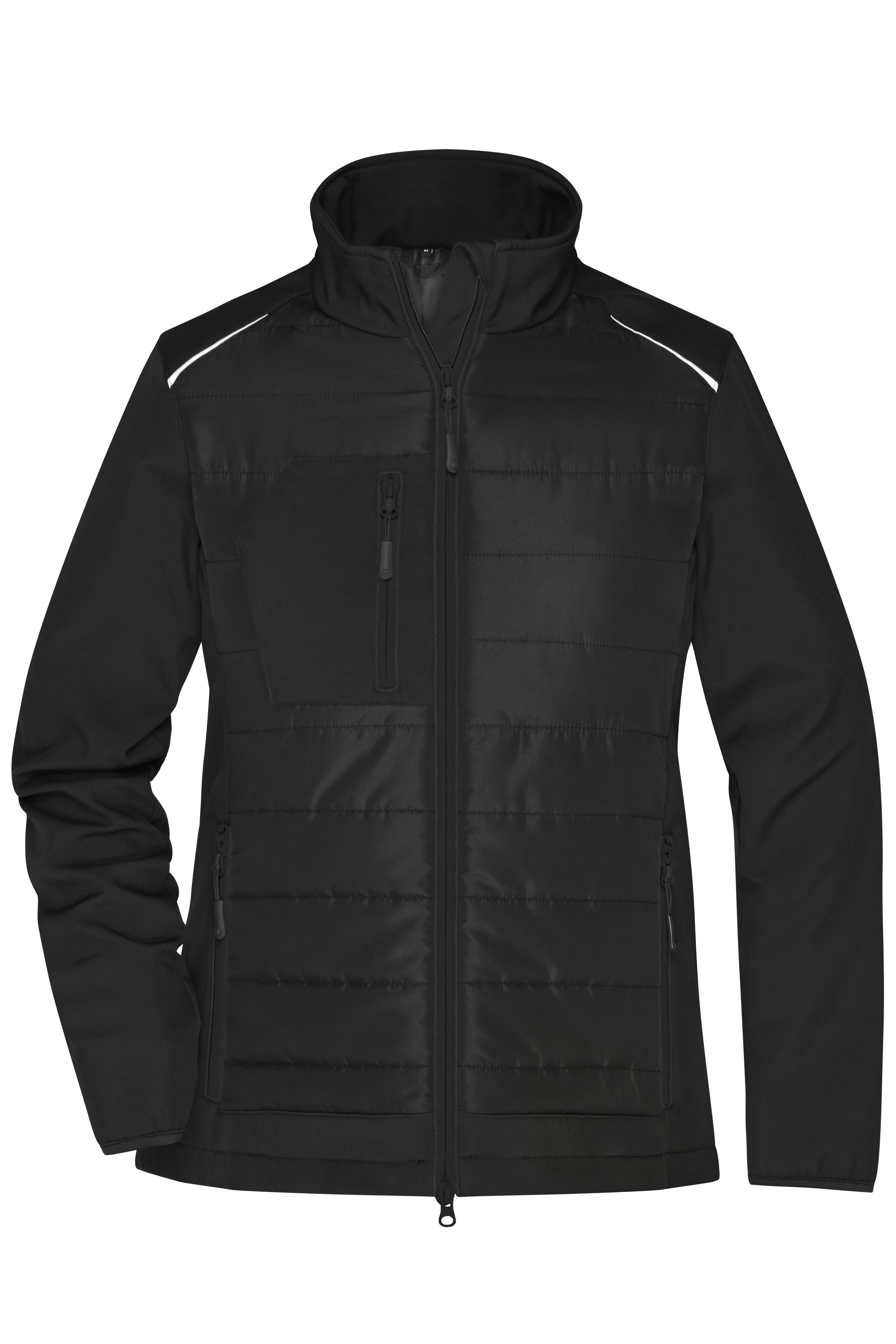 James & Nicholson Damen Softshell Hybridjacke black/black