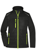 James & Nicholson Damen Softshell Hybridjacke black/neon-yellow