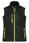 James & Nicholson Damen Softshell Hybridweste black/neon-yellow