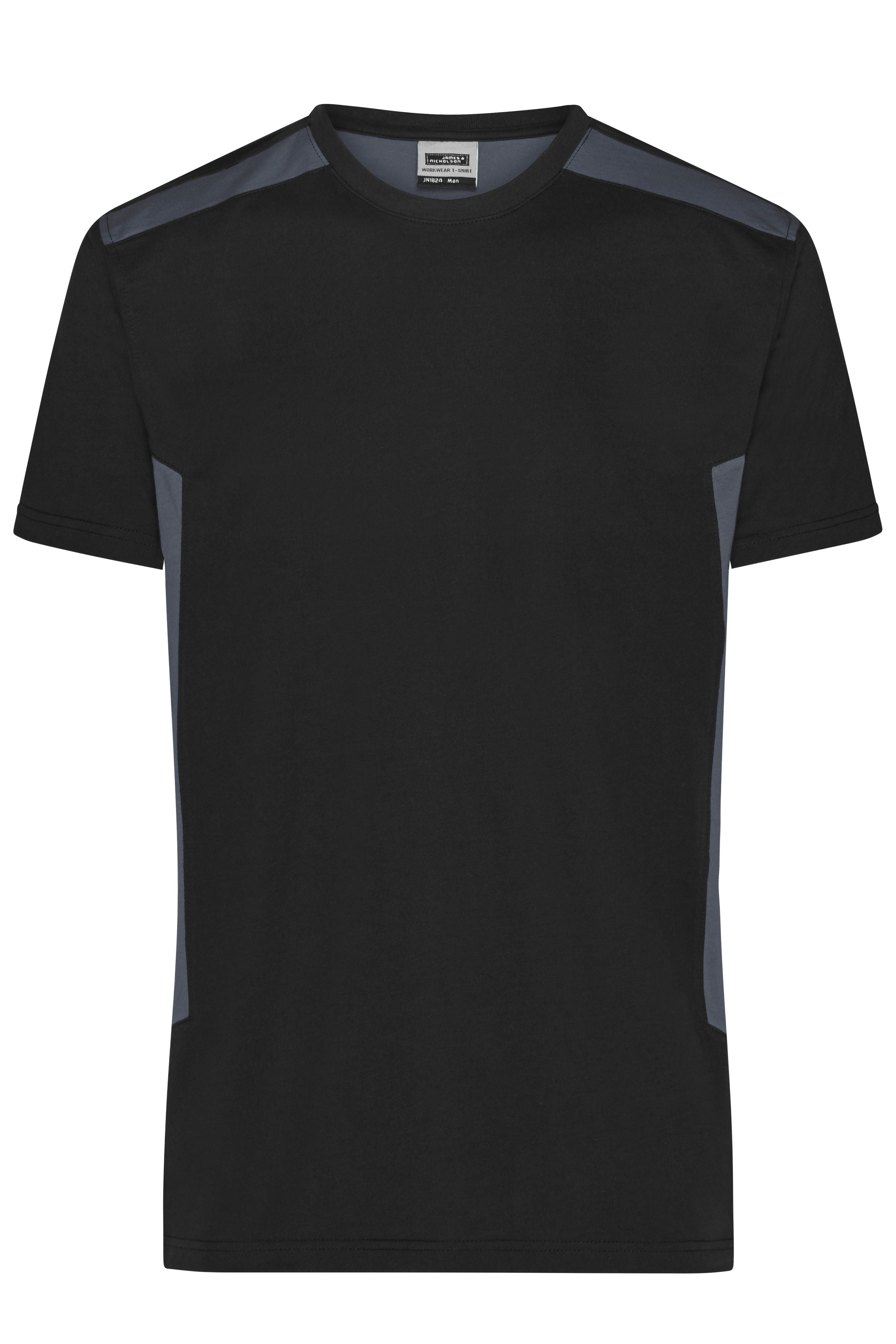 James & Nicholson Herren BIO Workwear T-Shirt Kontrast black/carbon