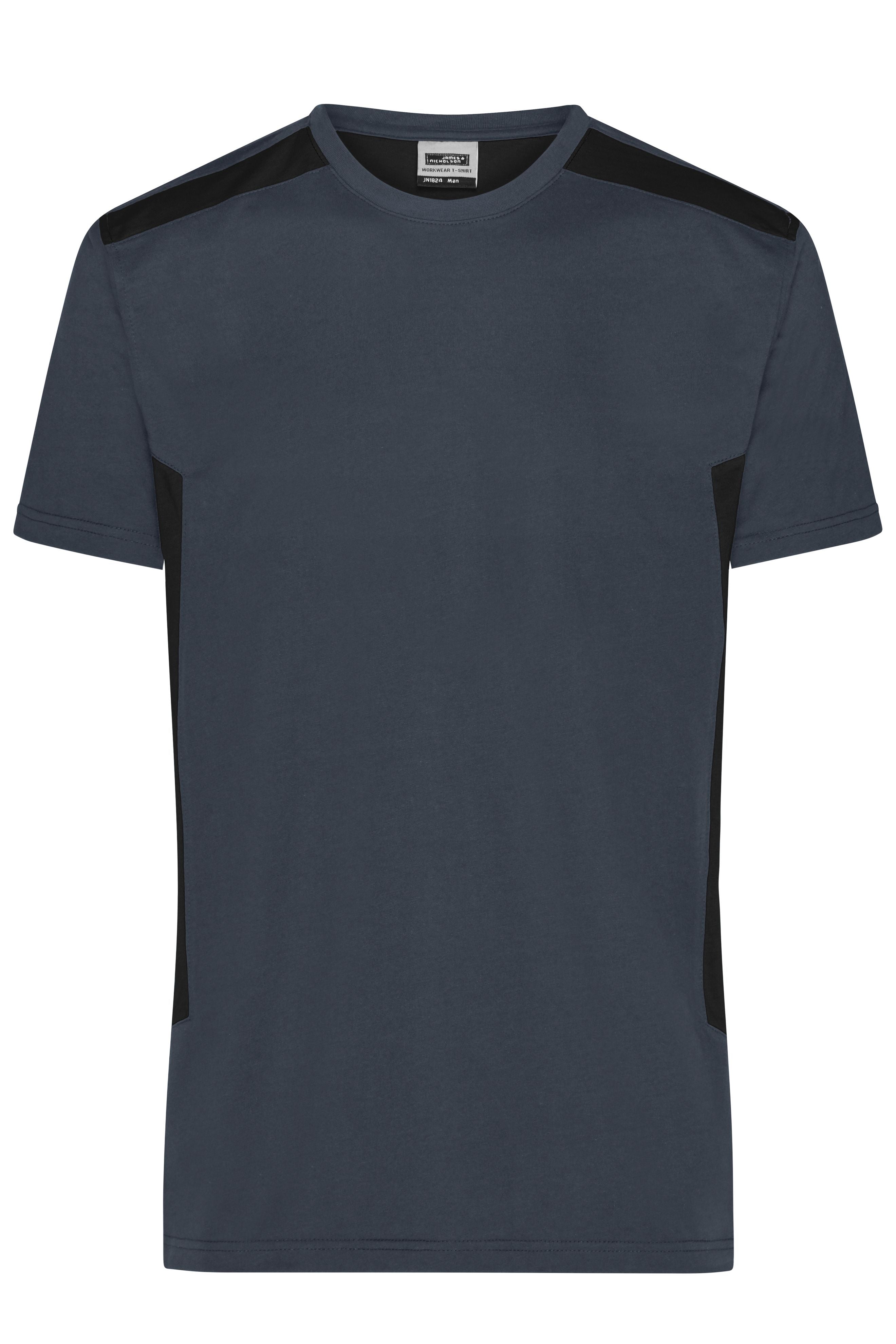 James & Nicholson Herren BIO Workwear T-Shirt Kontrast carbon/black