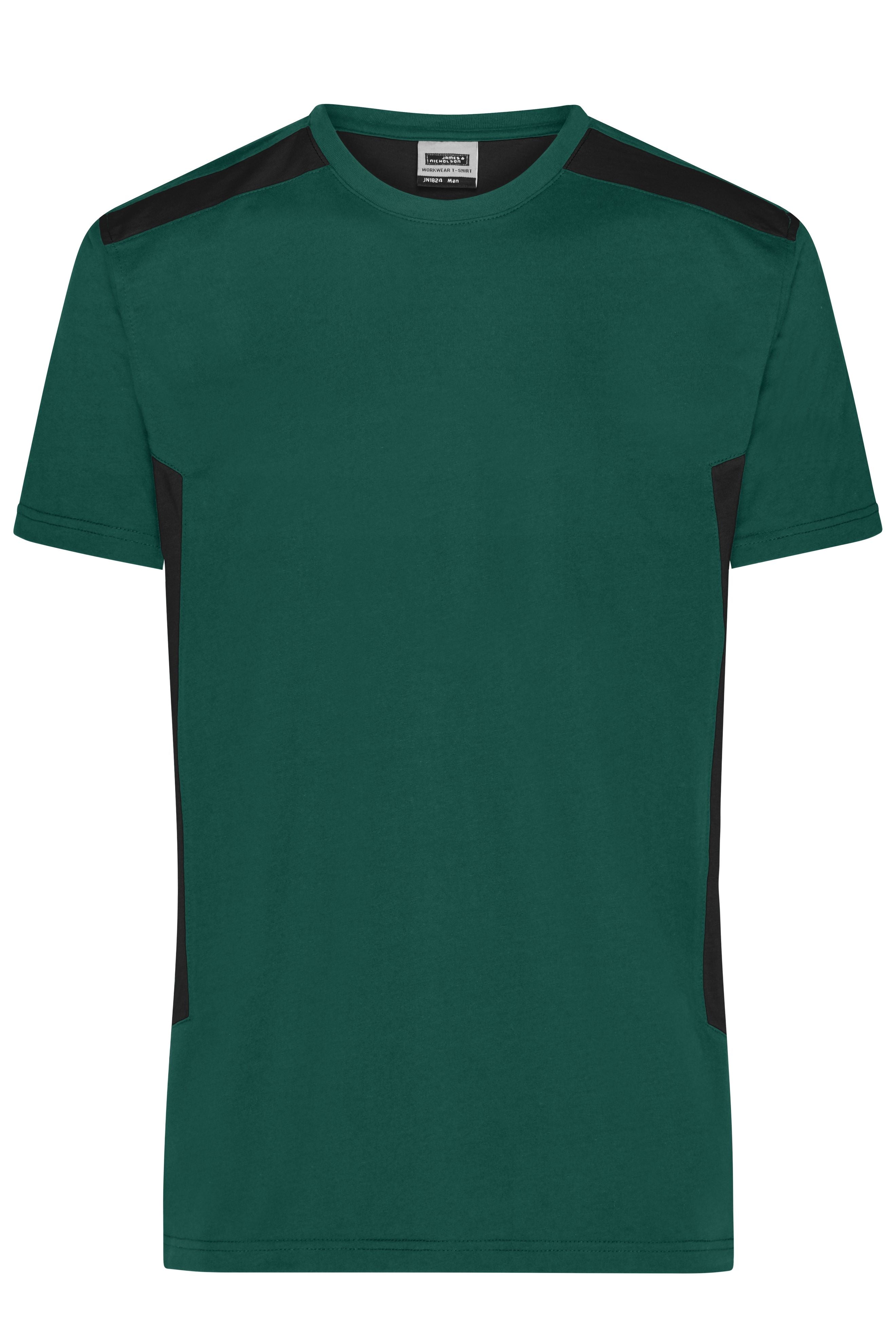 James & Nicholson Herren BIO Workwear T-Shirt Kontrast dark-green/black