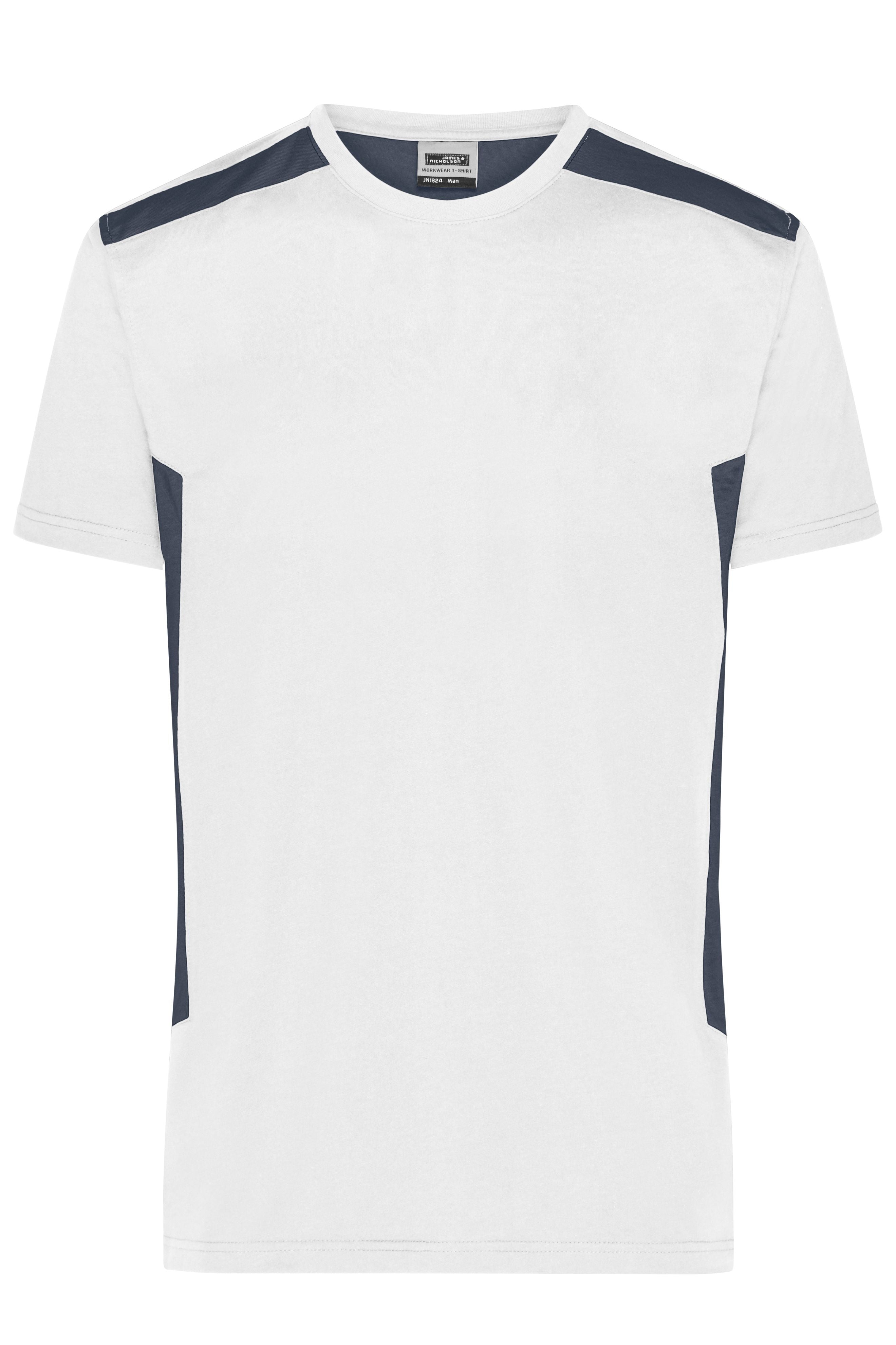 James & Nicholson Herren BIO Workwear T-Shirt Kontrast white/carbon