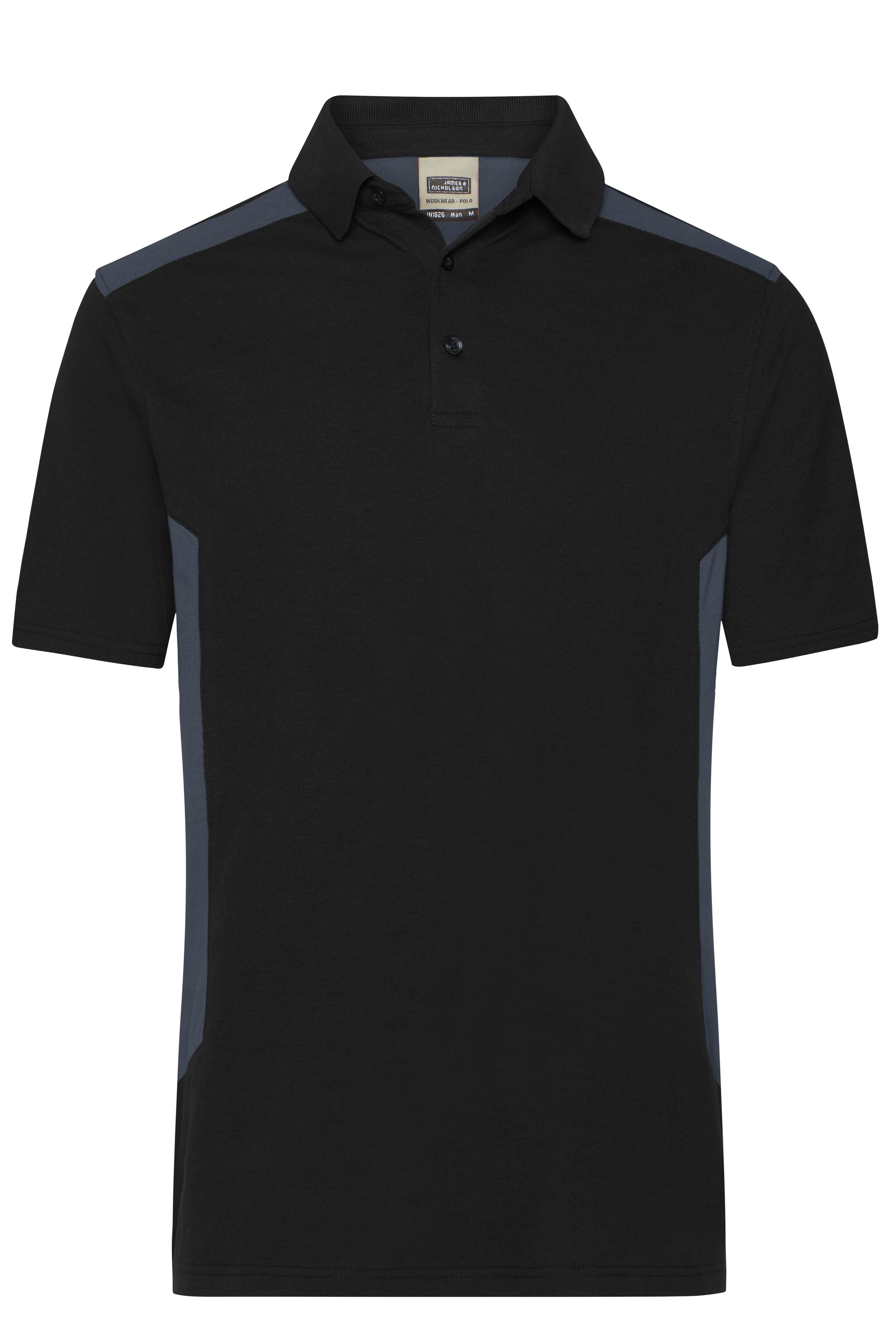 James & Nicholson Herren BIO Workwear Polo Kontrast black/carbon