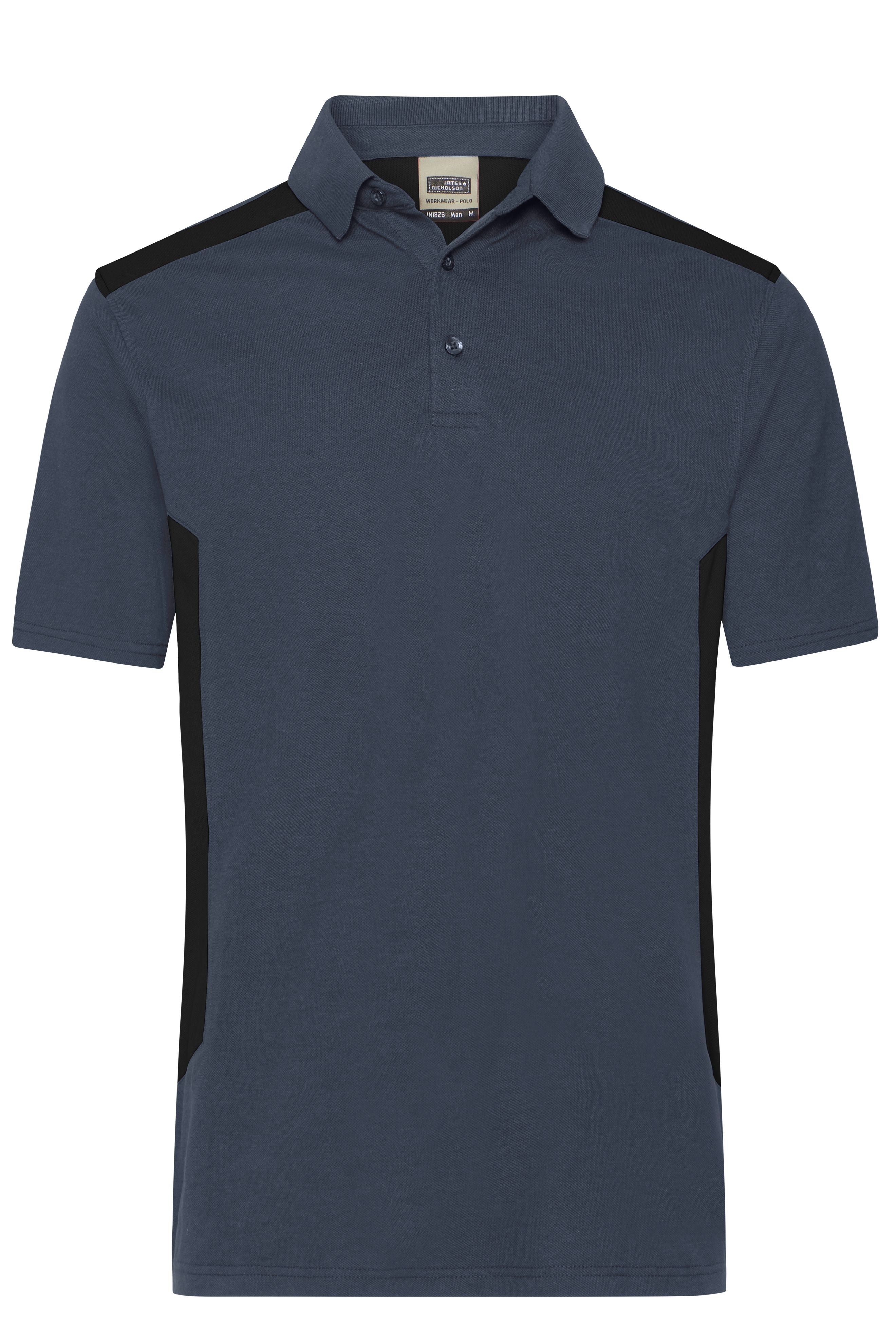 James & Nicholson Herren BIO Workwear Polo Kontrast carbon/black