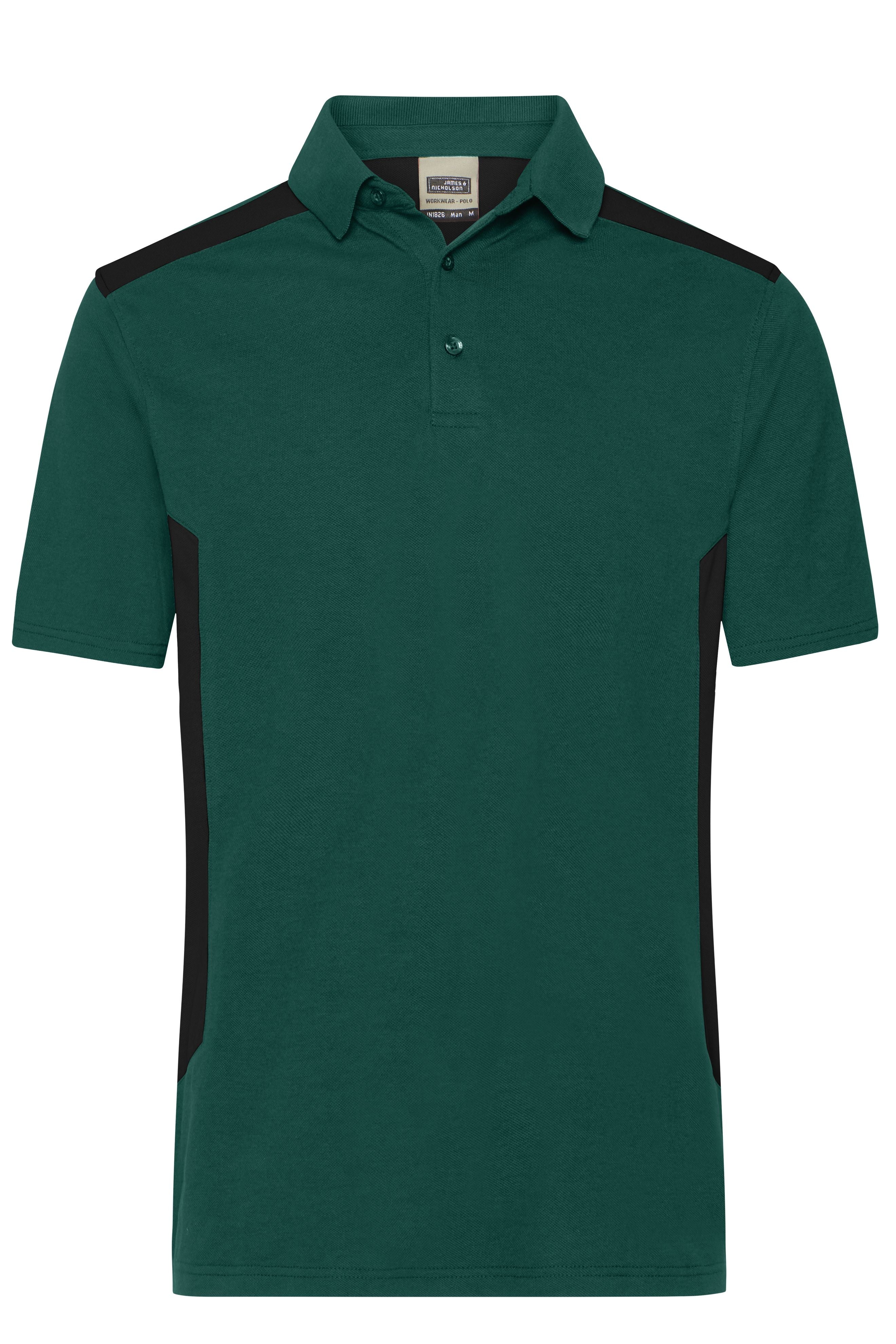 James & Nicholson Herren BIO Workwear Polo Kontrast dark-green/black