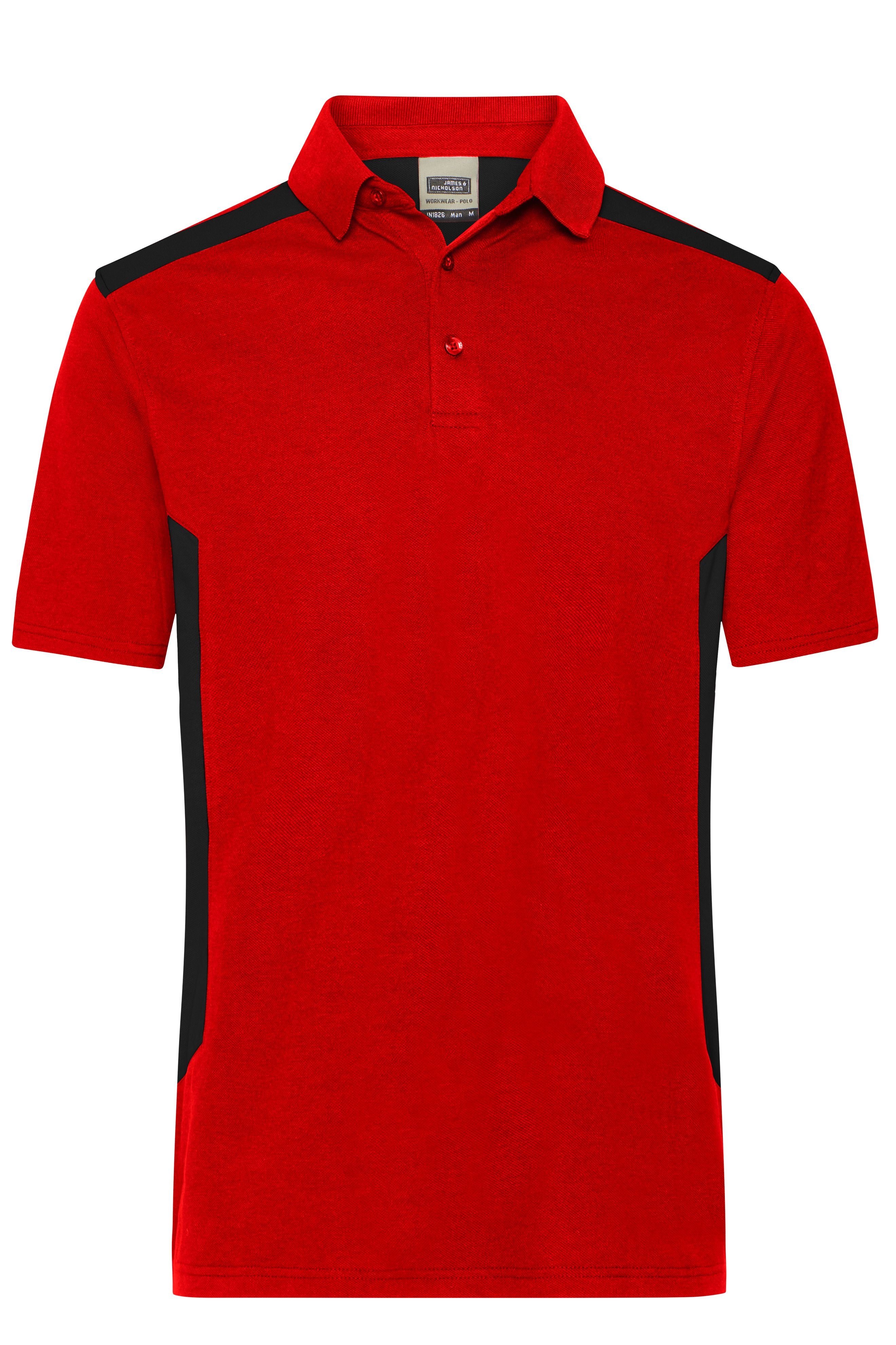 James & Nicholson Herren BIO Workwear Polo Kontrast red/black