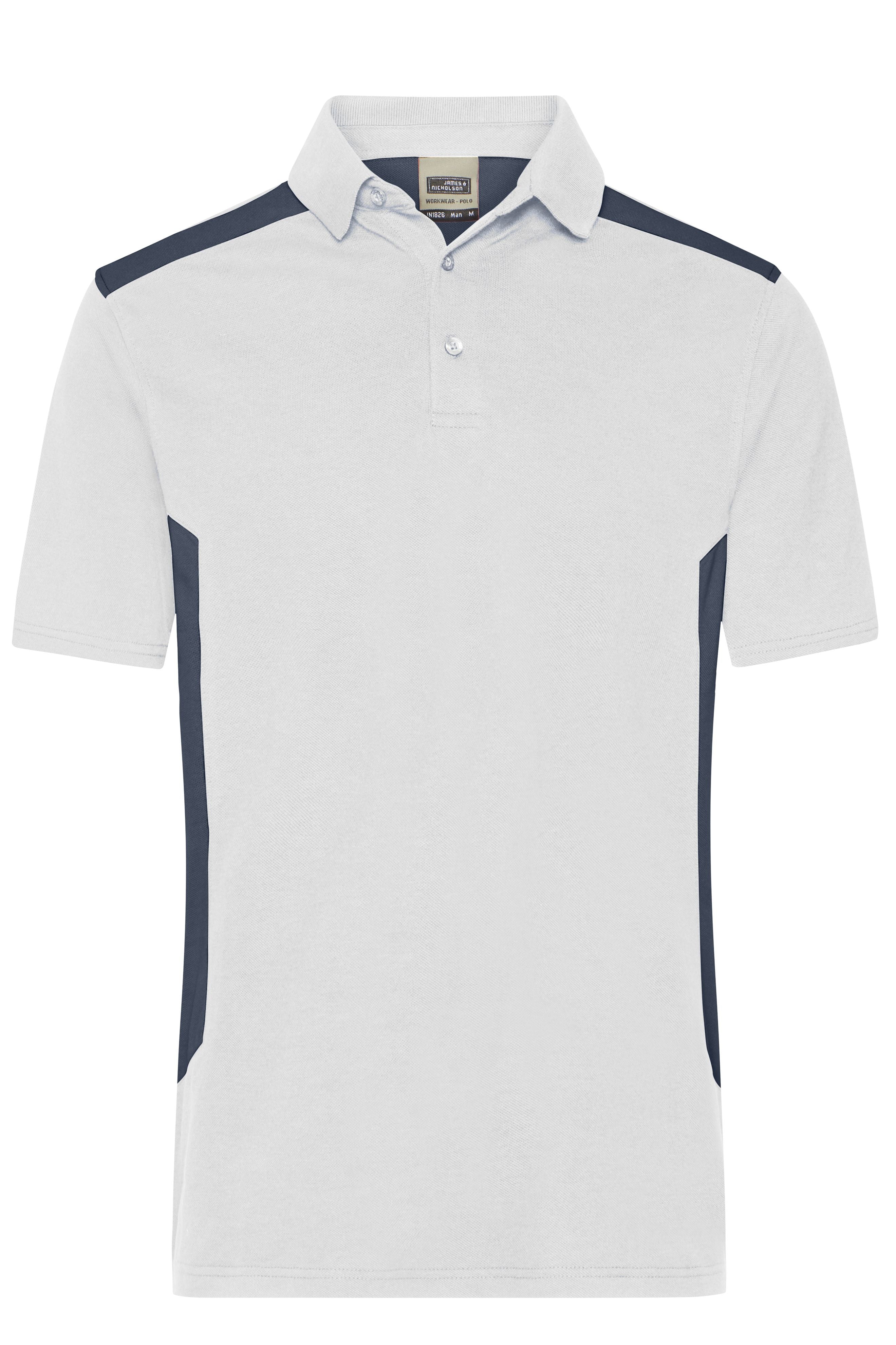 James & Nicholson Herren BIO Workwear Polo Kontrast white/carbon