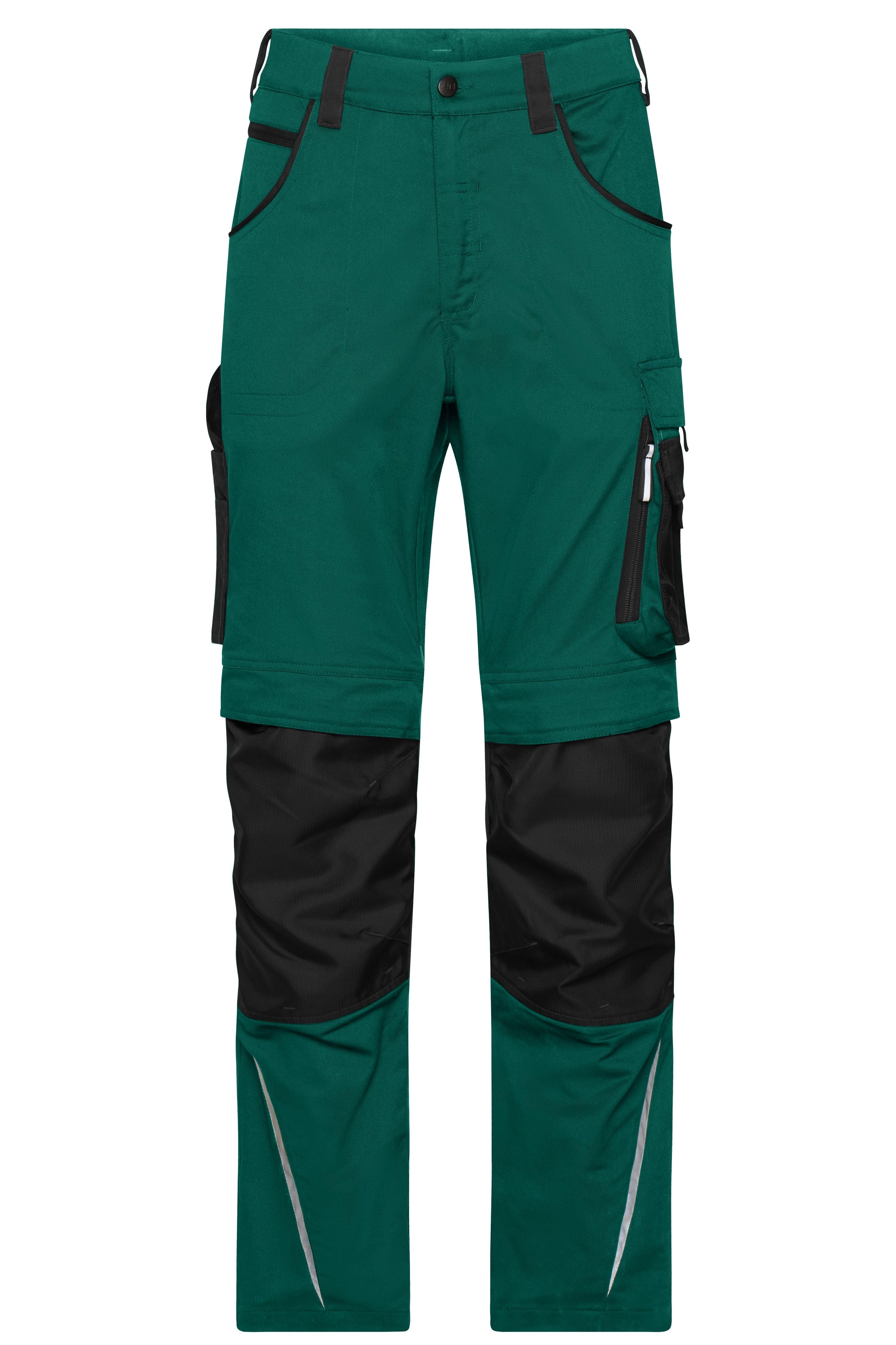 James & Nicholson Workwear Arbeitshose Slim Line dark-green/black
