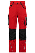 James & Nicholson Workwear Arbeitshose Slim Line red/black