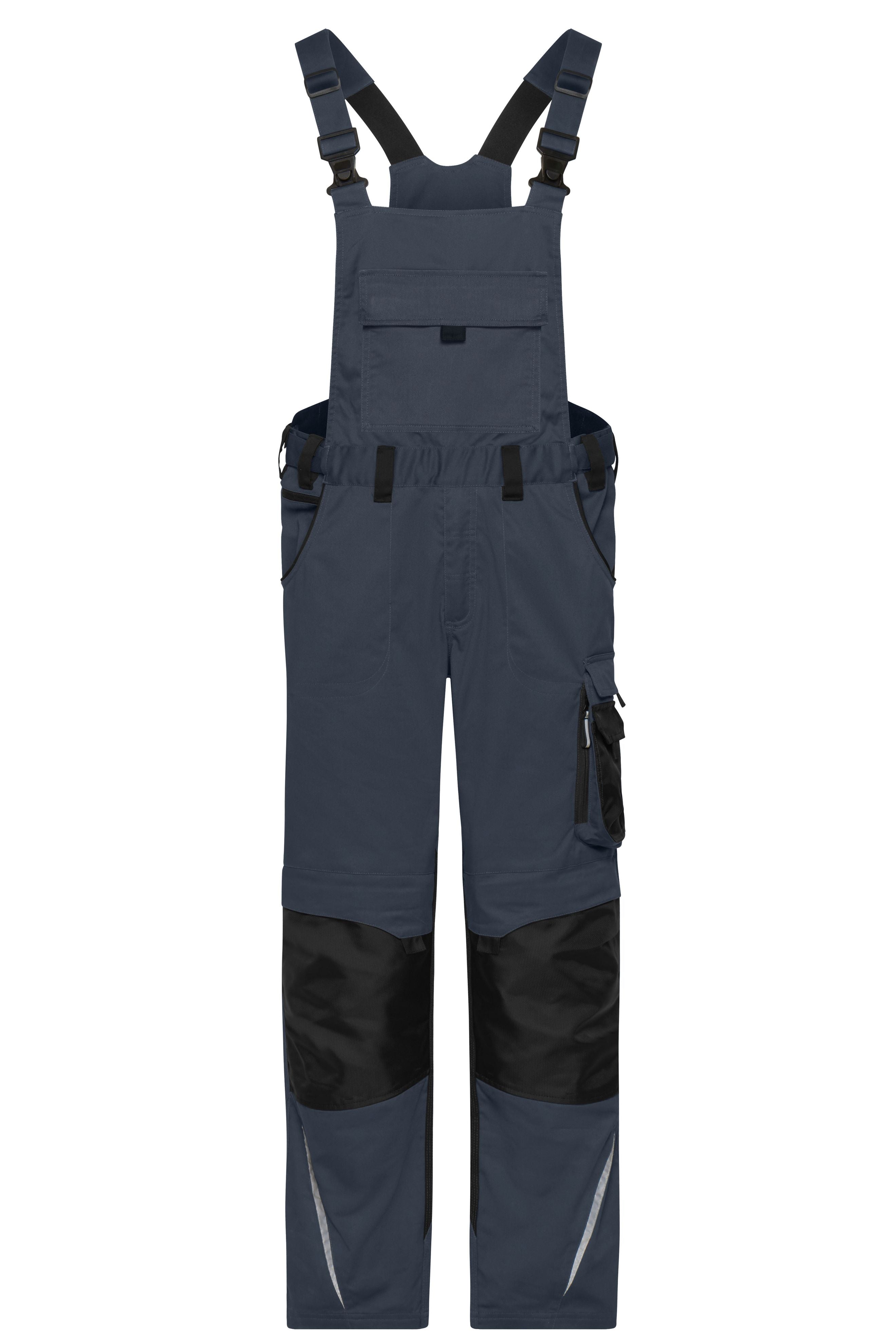 James & Nicholson Workwear Latzhose Cordura carbon/black