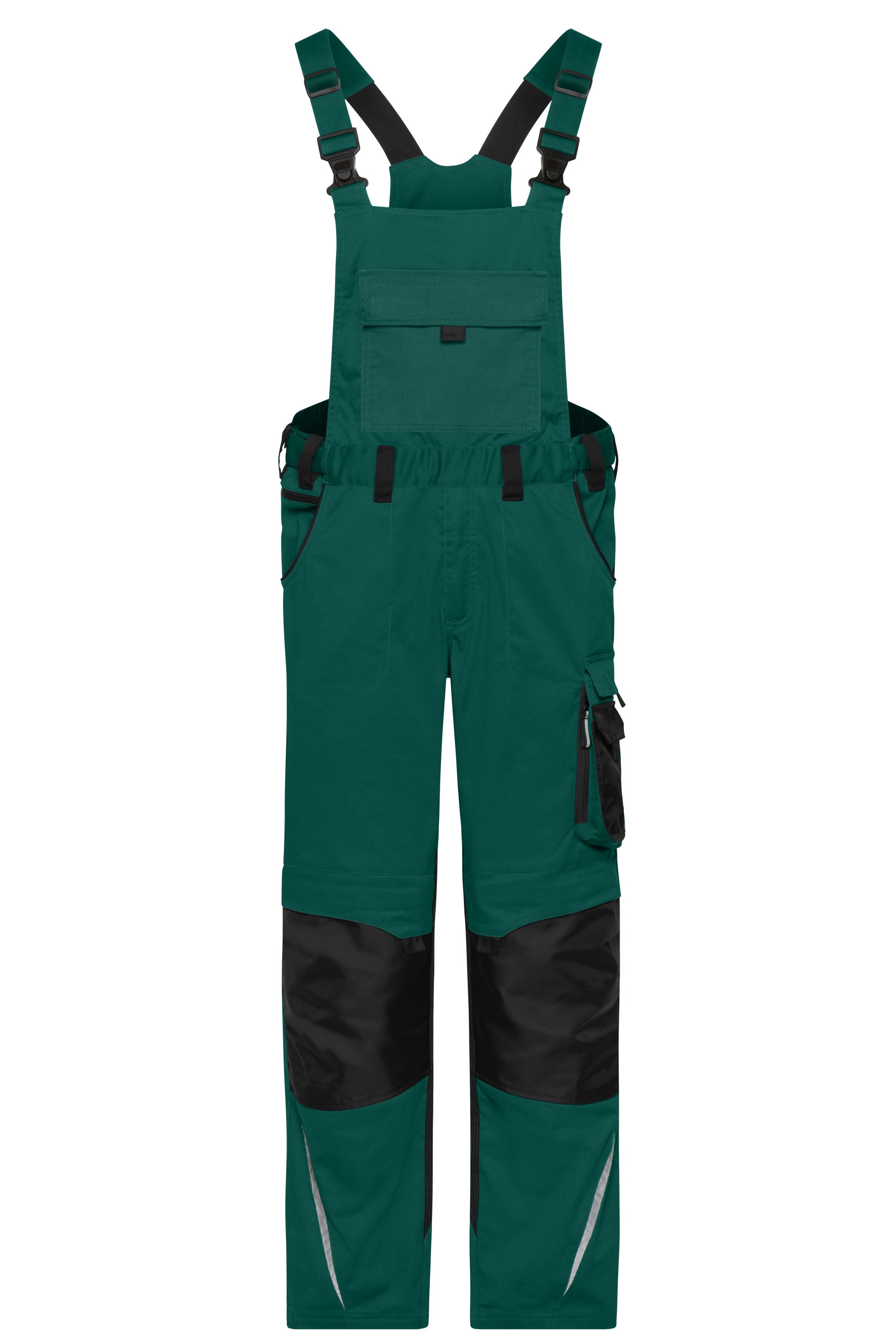 James & Nicholson Workwear Latzhose Cordura dark-green/black