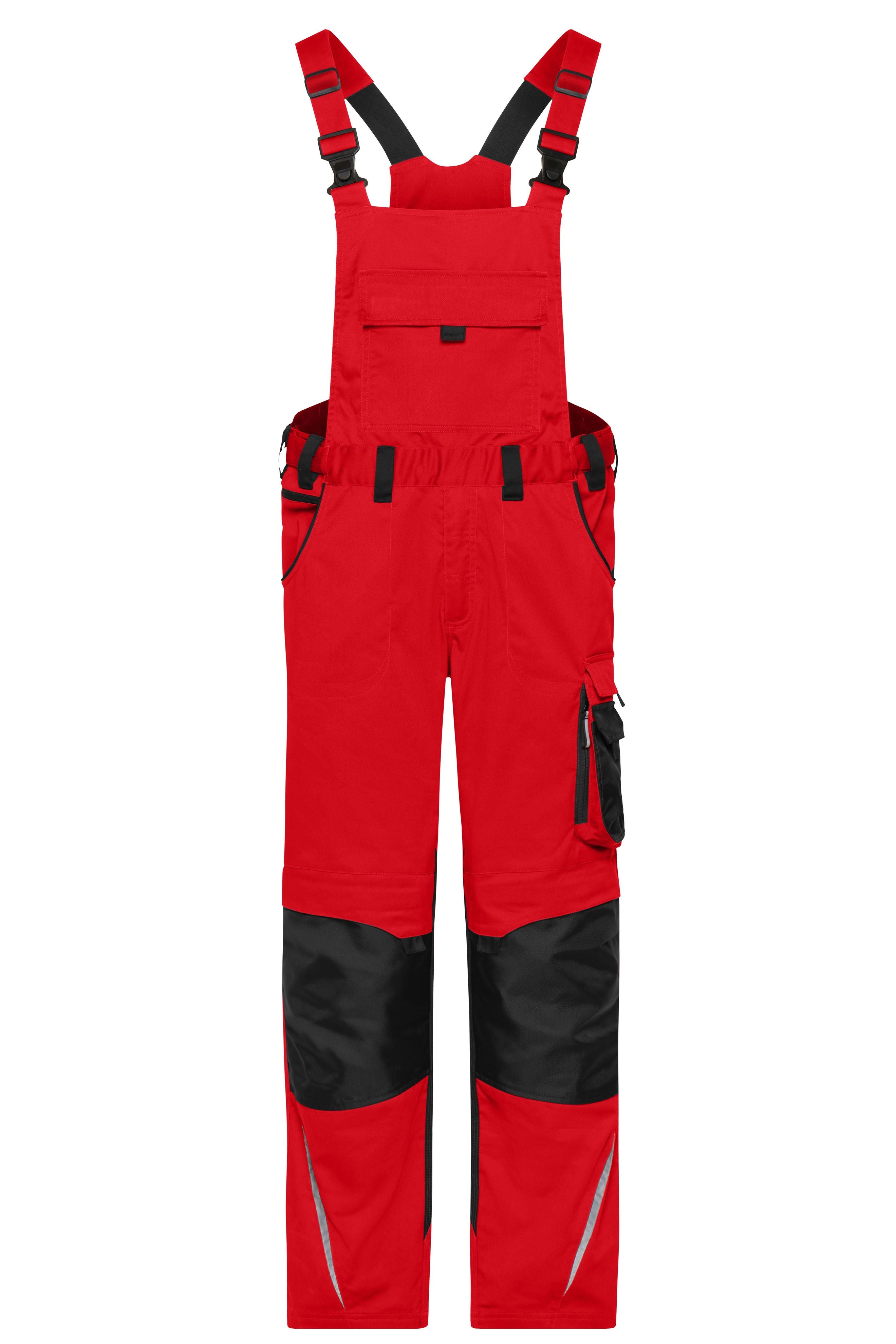 James & Nicholson Workwear Latzhose Cordura red/black