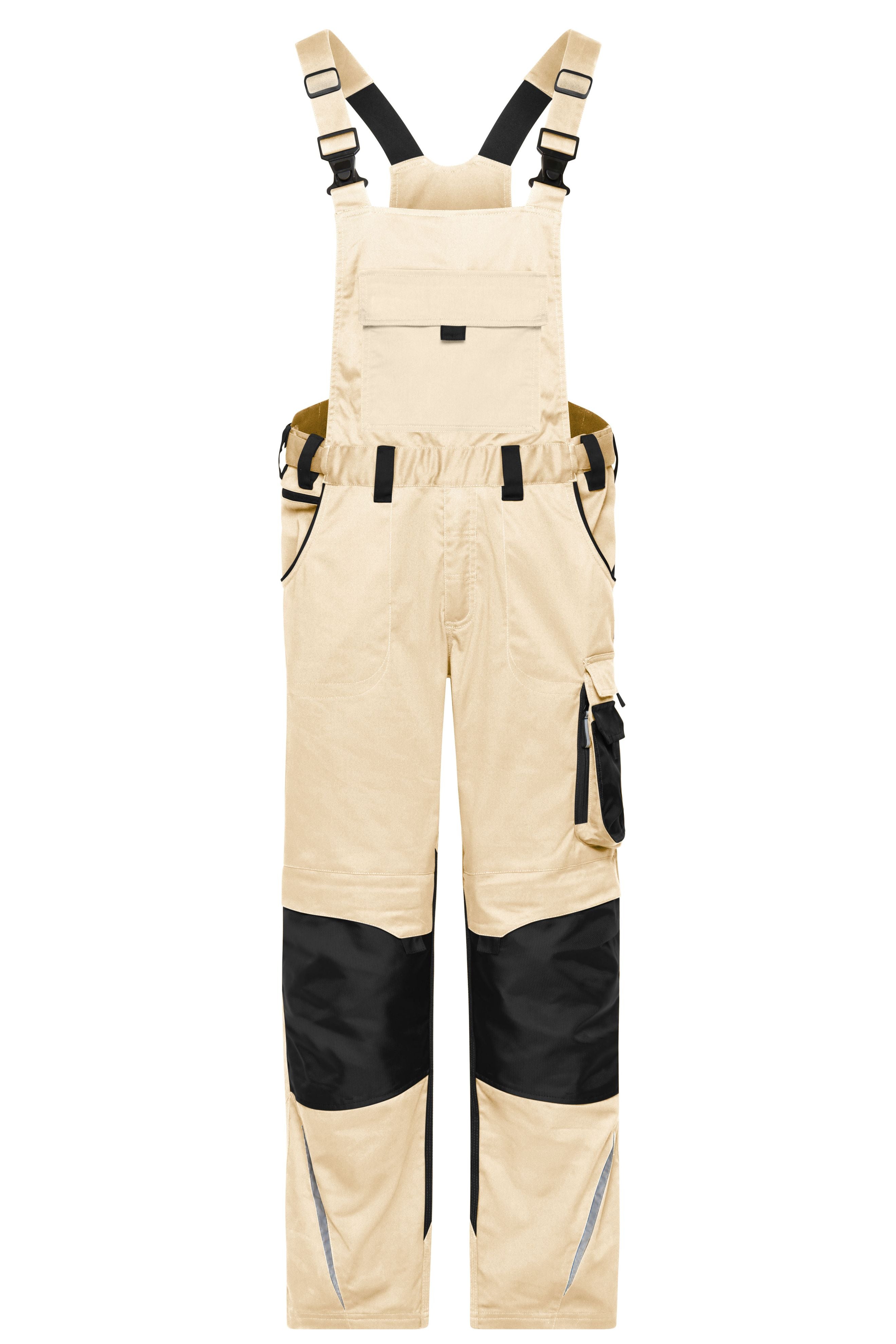 James & Nicholson Workwear Latzhose Cordura stone/black