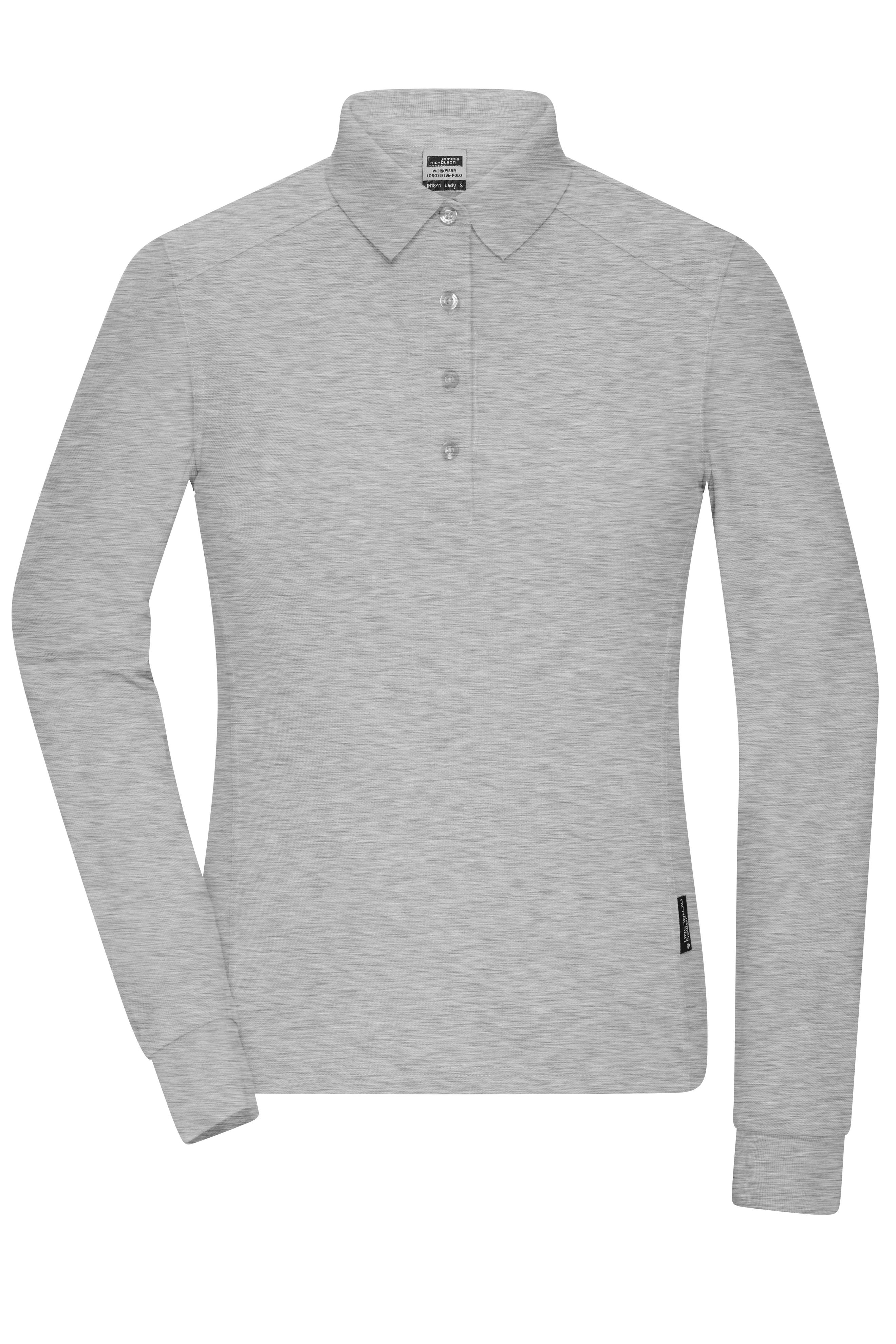 James & Nicholson Strapazierfähiges Damen Langarmpolo grey-heather