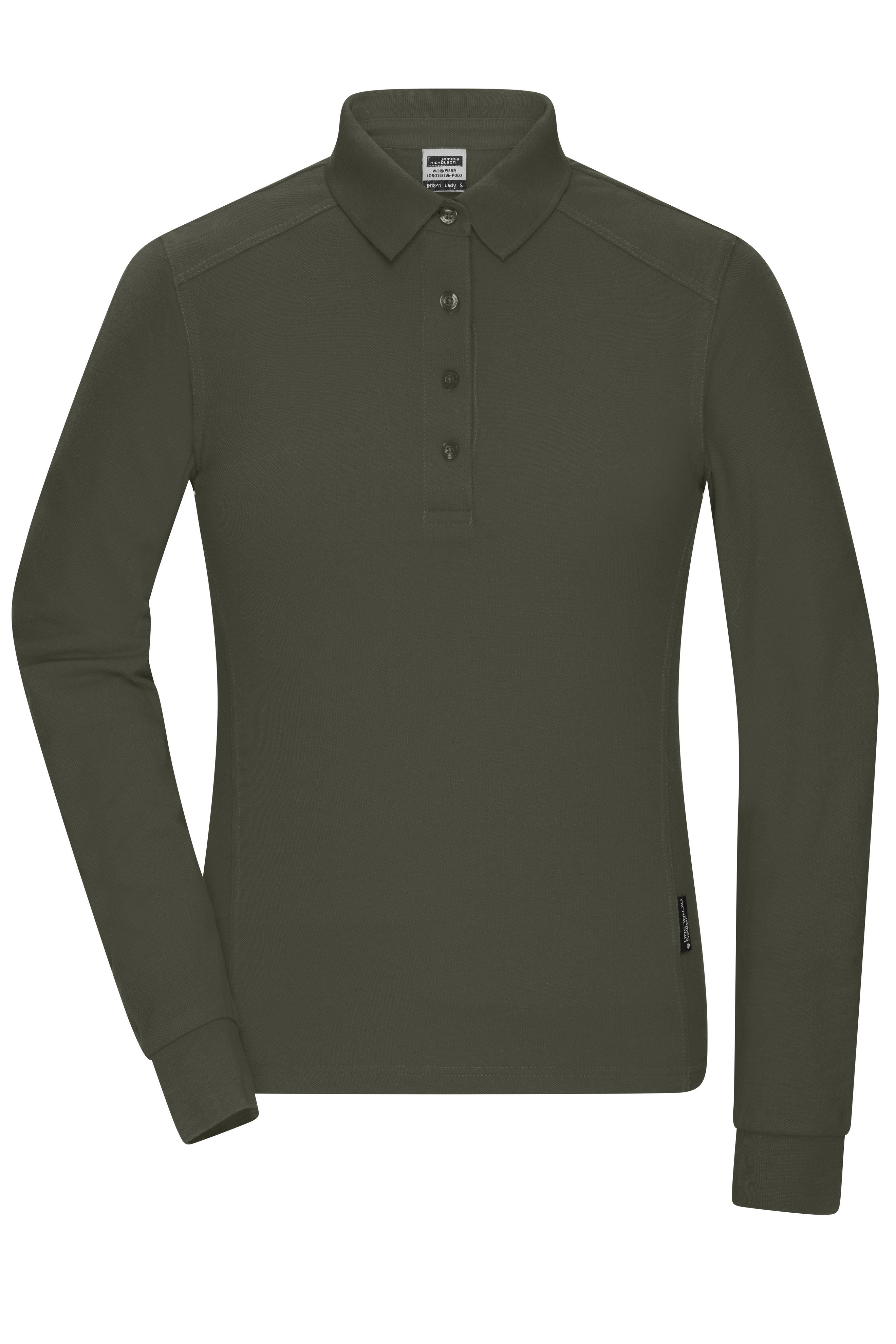 James & Nicholson Strapazierfähiges Damen Langarmpolo olive
