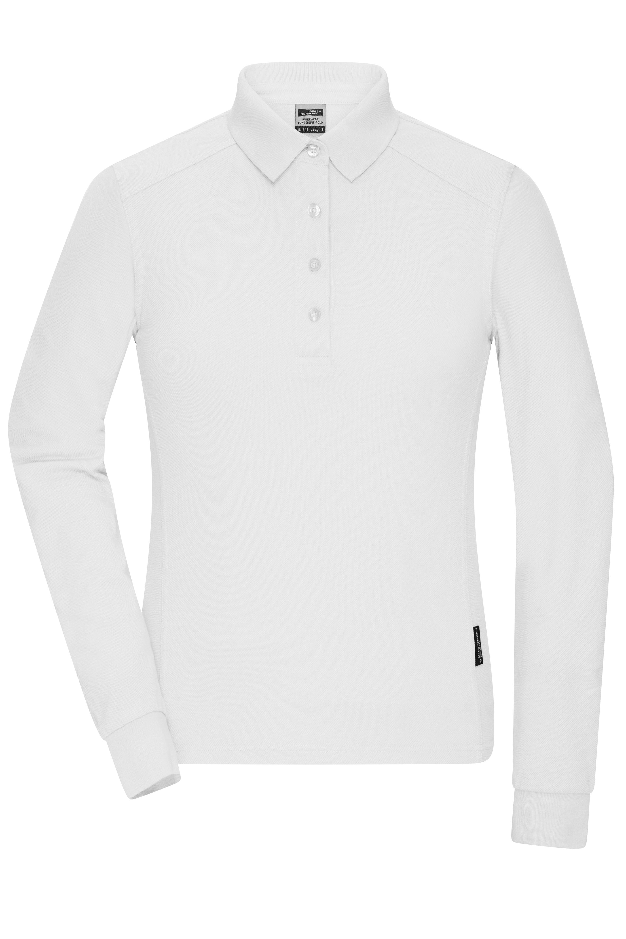 James & Nicholson Strapazierfähiges Damen Langarmpolo white