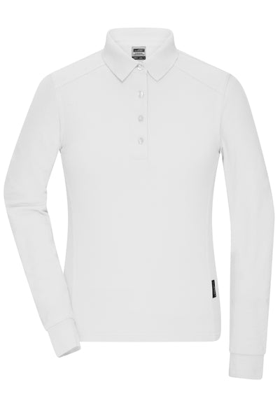 James & Nicholson Strapazierfähiges Damen Langarmpolo white