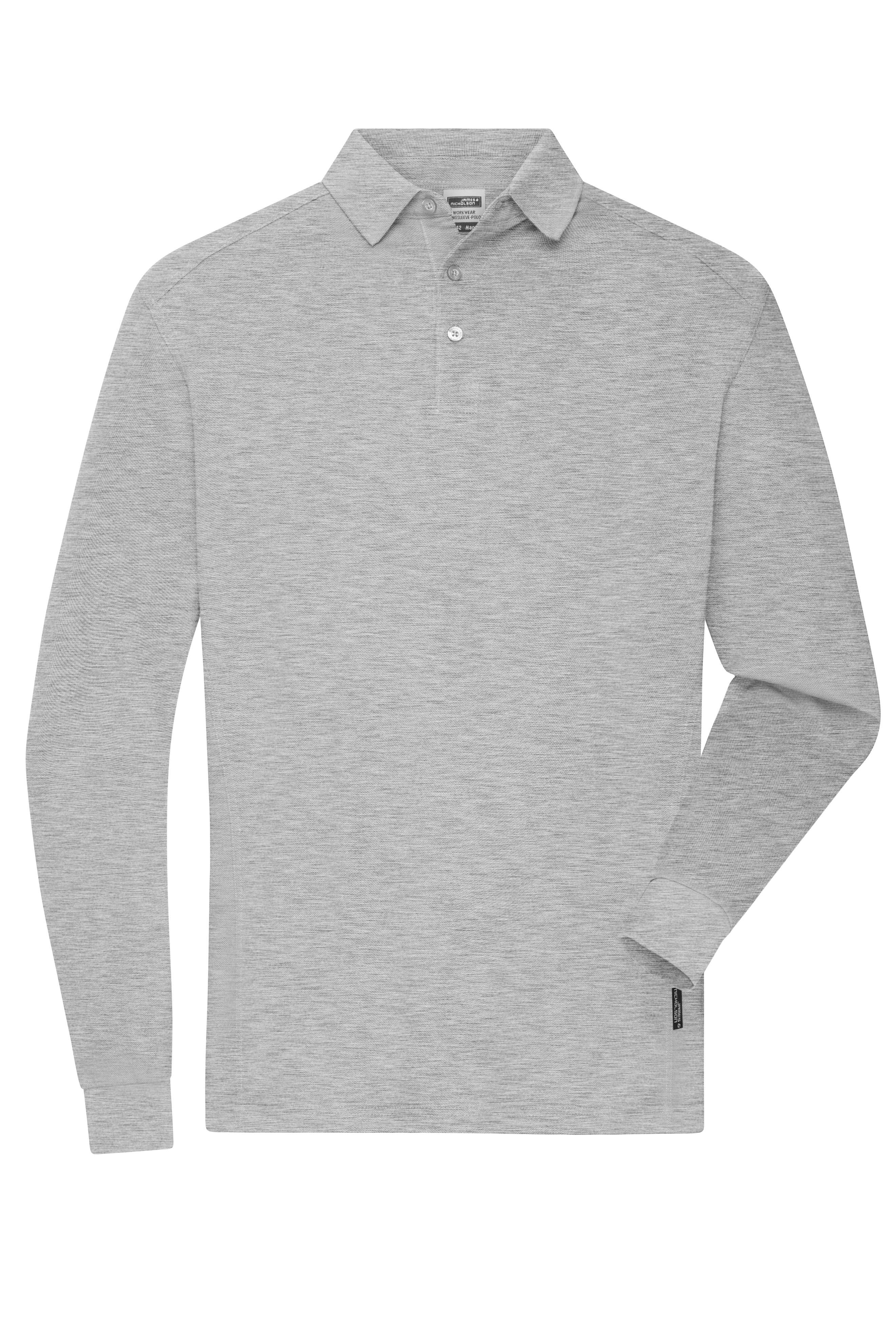 James & Nicholson Strapazierfähiges Herren Langarmpolo grey-heather