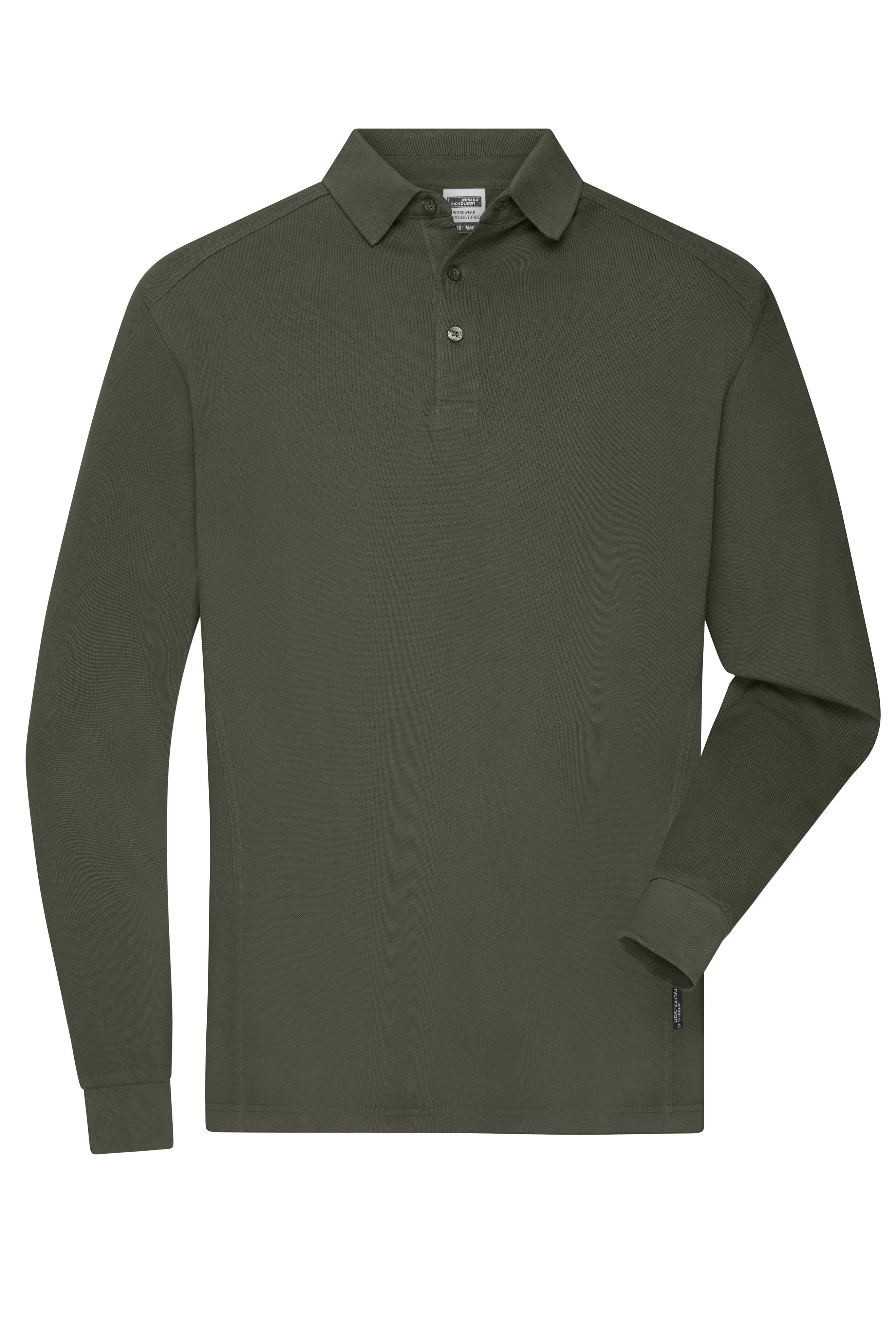 James & Nicholson Strapazierfähiges Herren Langarmpolo olive