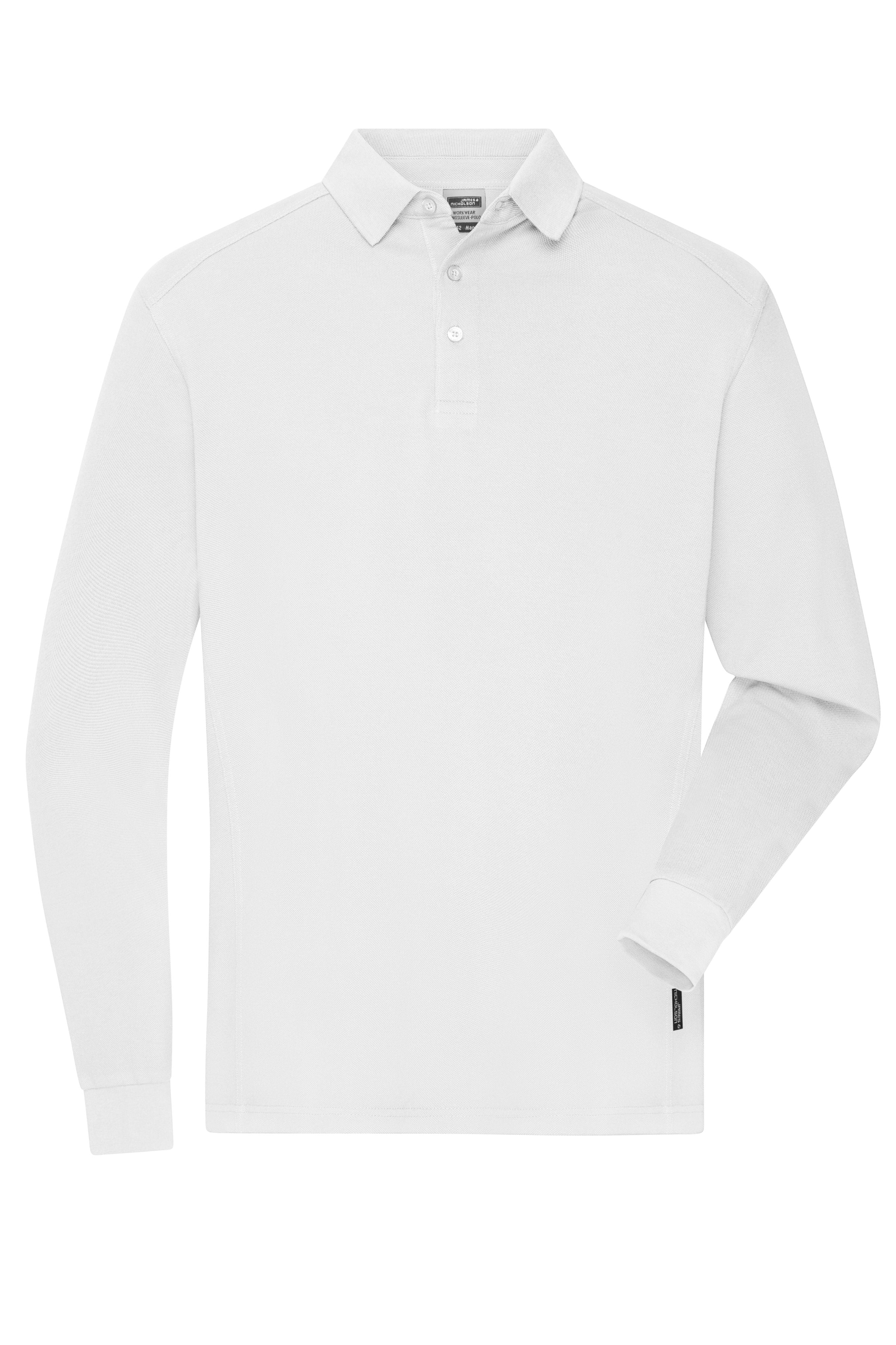 James & Nicholson Strapazierfähiges Herren Langarmpolo white