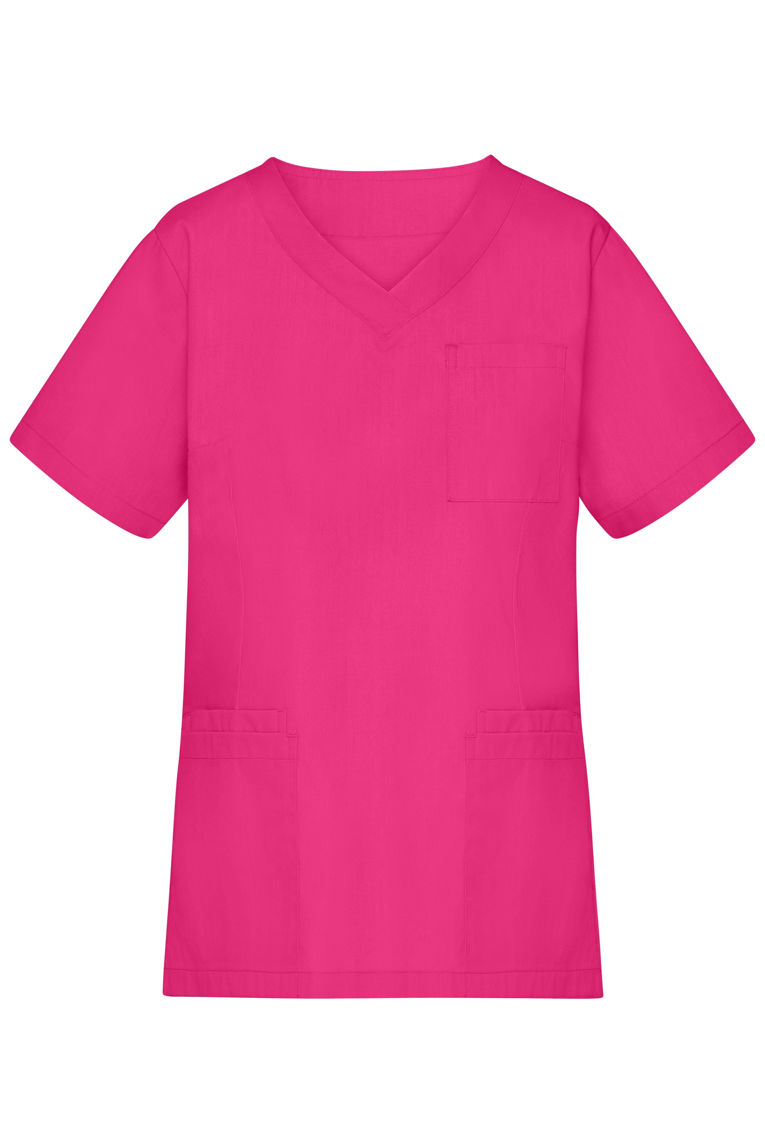 James & Nicholson Klassischer Damen Schlupfkasack mit V-Ausschnitt pink