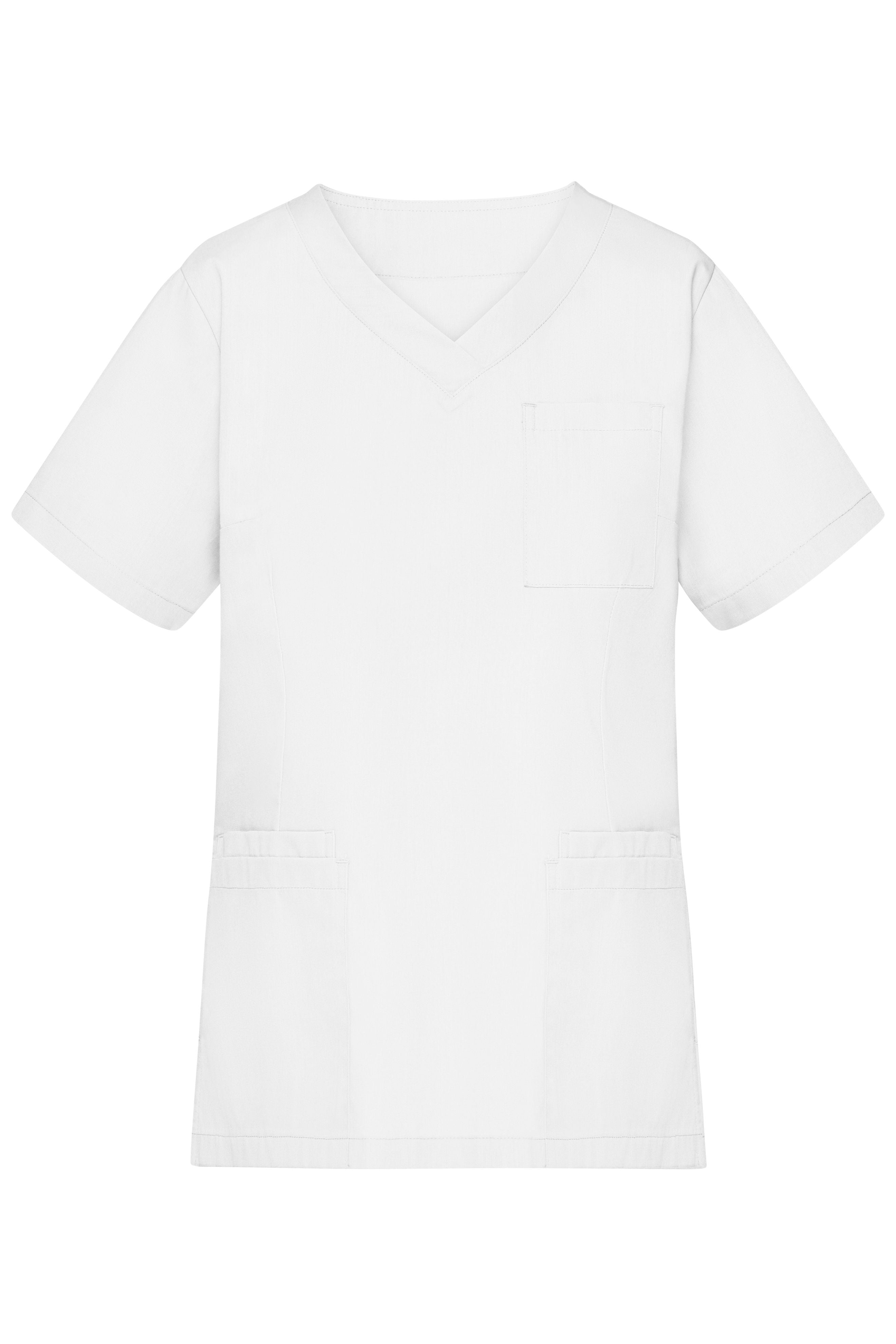 James & Nicholson Klassischer Damen Schlupfkasack mit V-Ausschnitt white