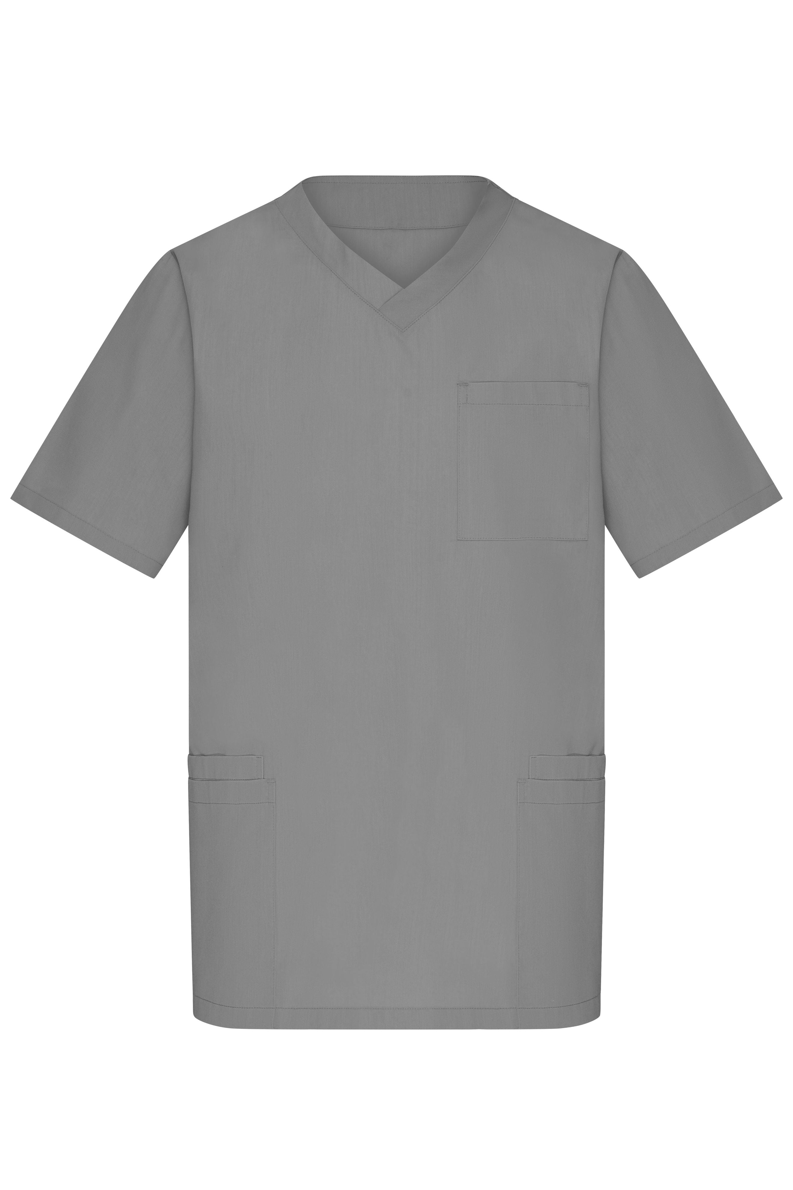 James & Nicholson Klassischer Herren Schlupfkasack mit V-Ausschnitt mid-grey