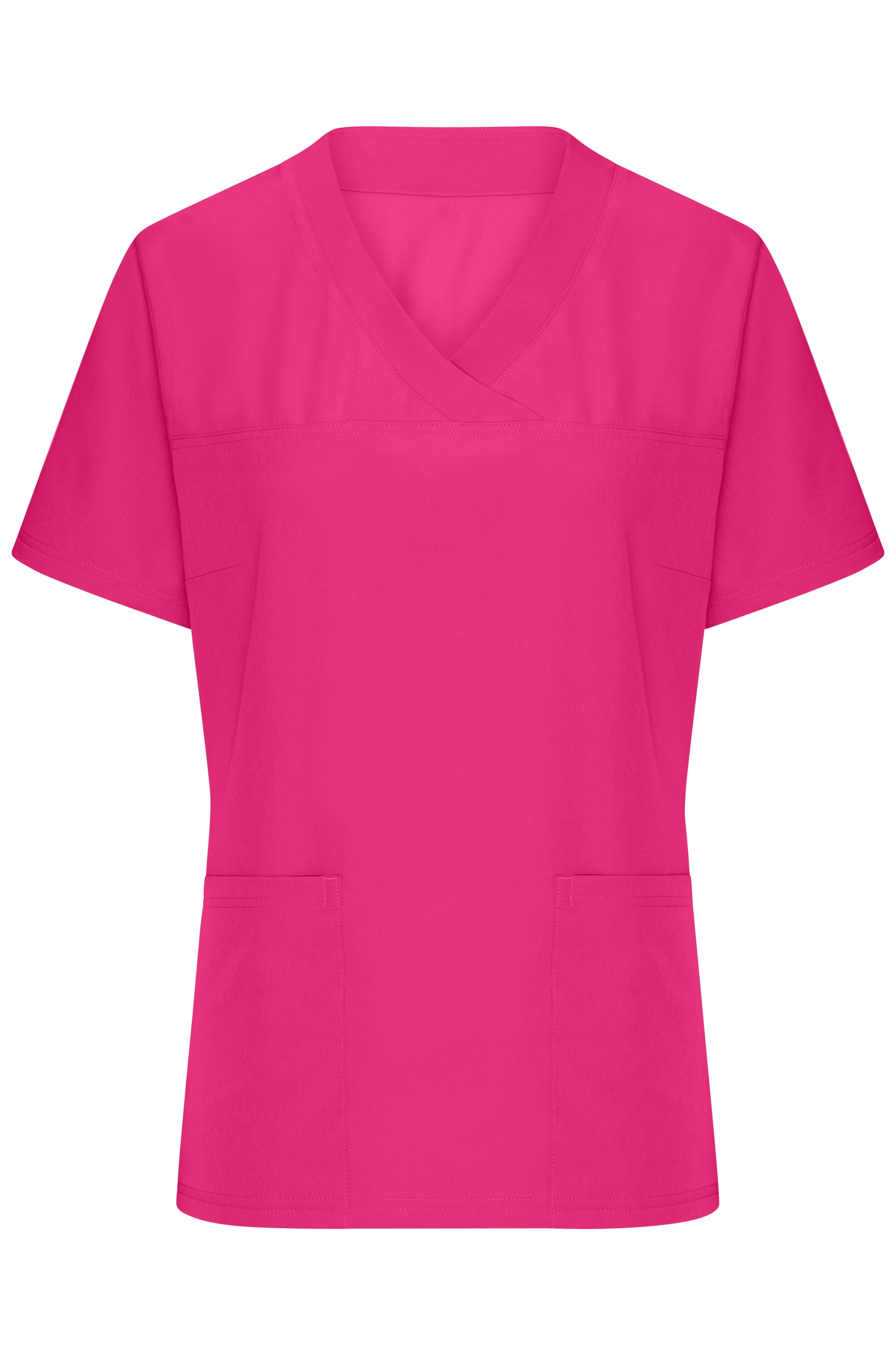 James & Nicholson Elastischer Damen Kasack mit V-Ausschnitt pink