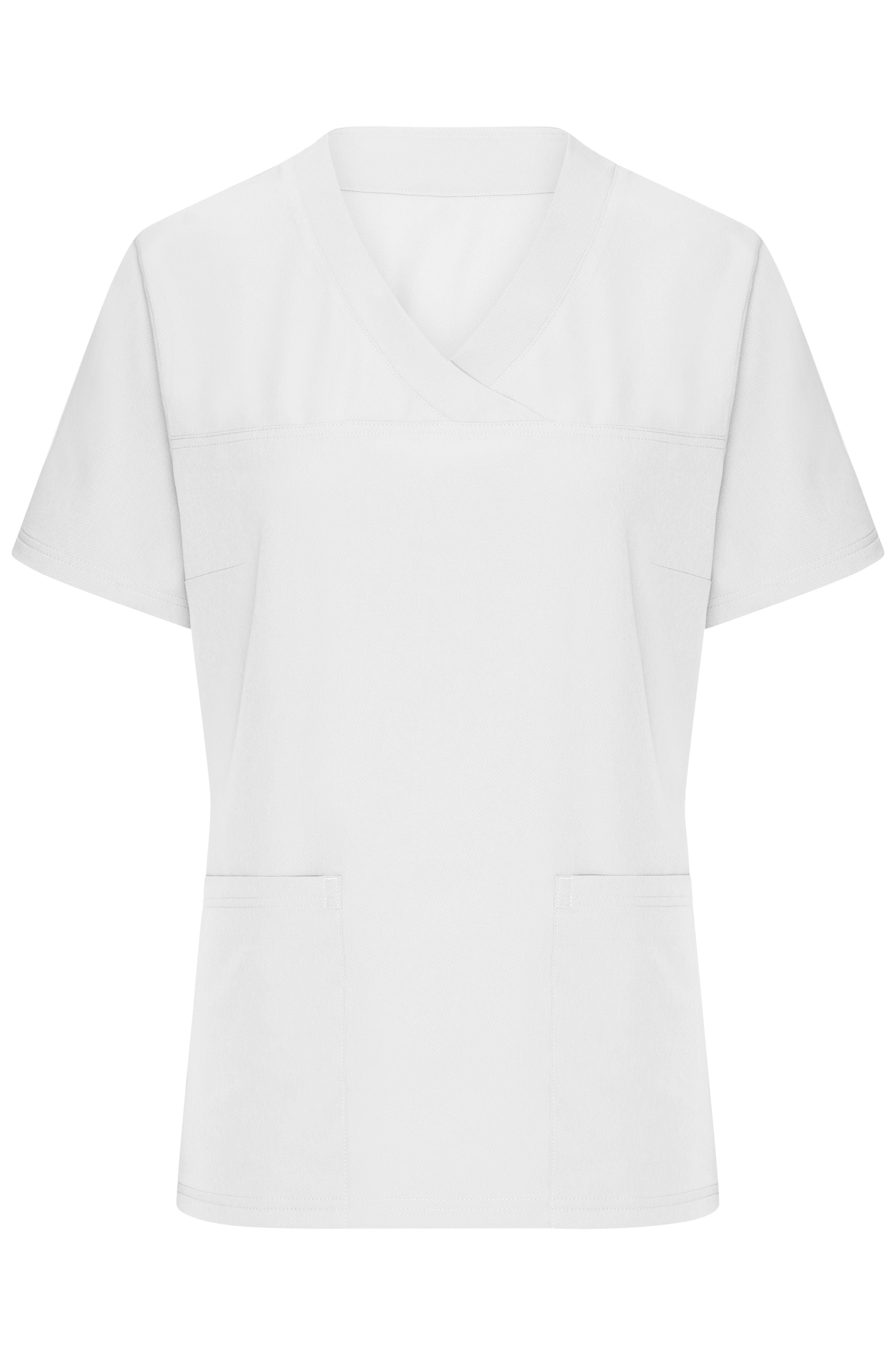 James & Nicholson Elastischer Damen Kasack mit V-Ausschnitt white