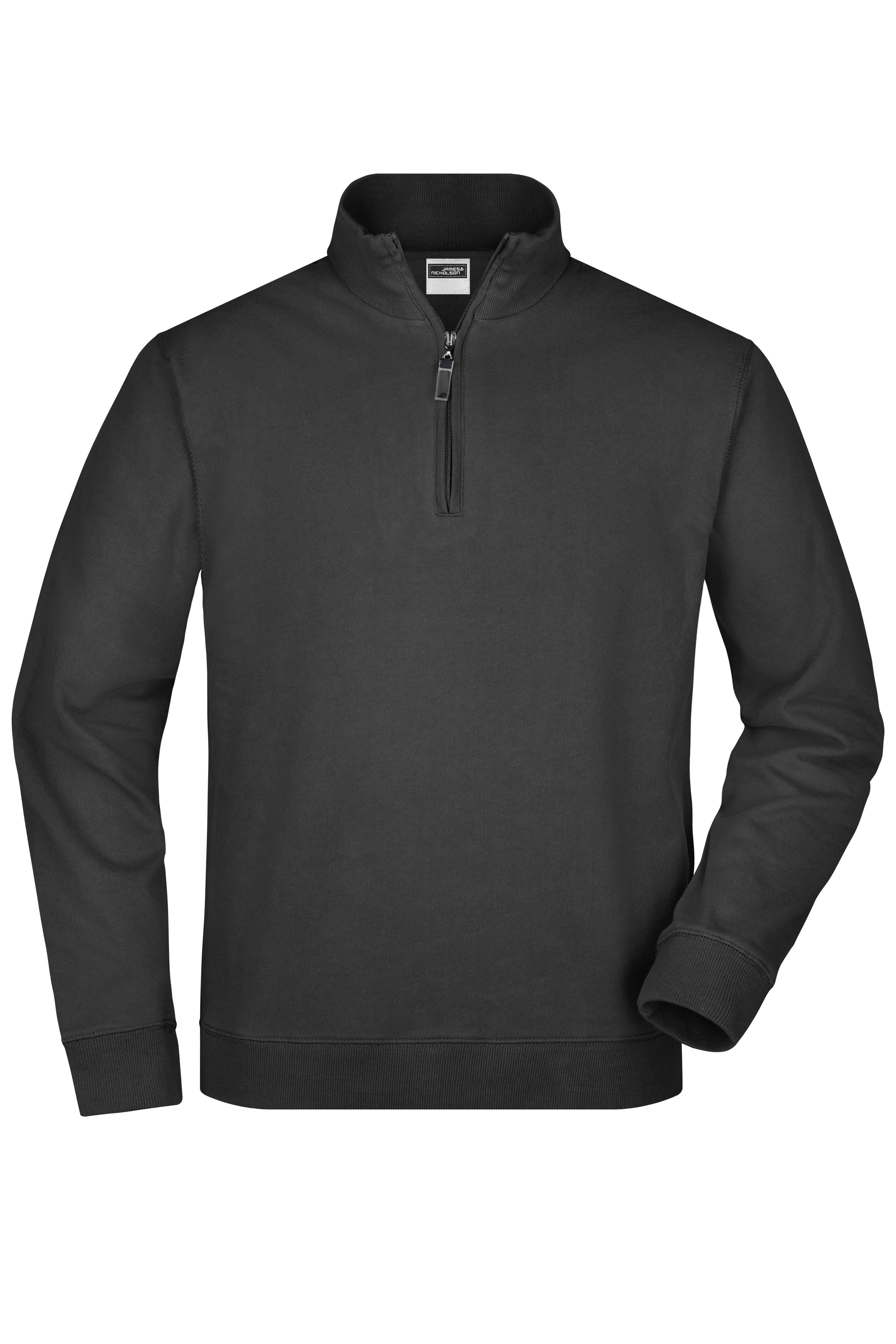 James & Nicholson Sweatshirt mit kurzem Reißverschluss black