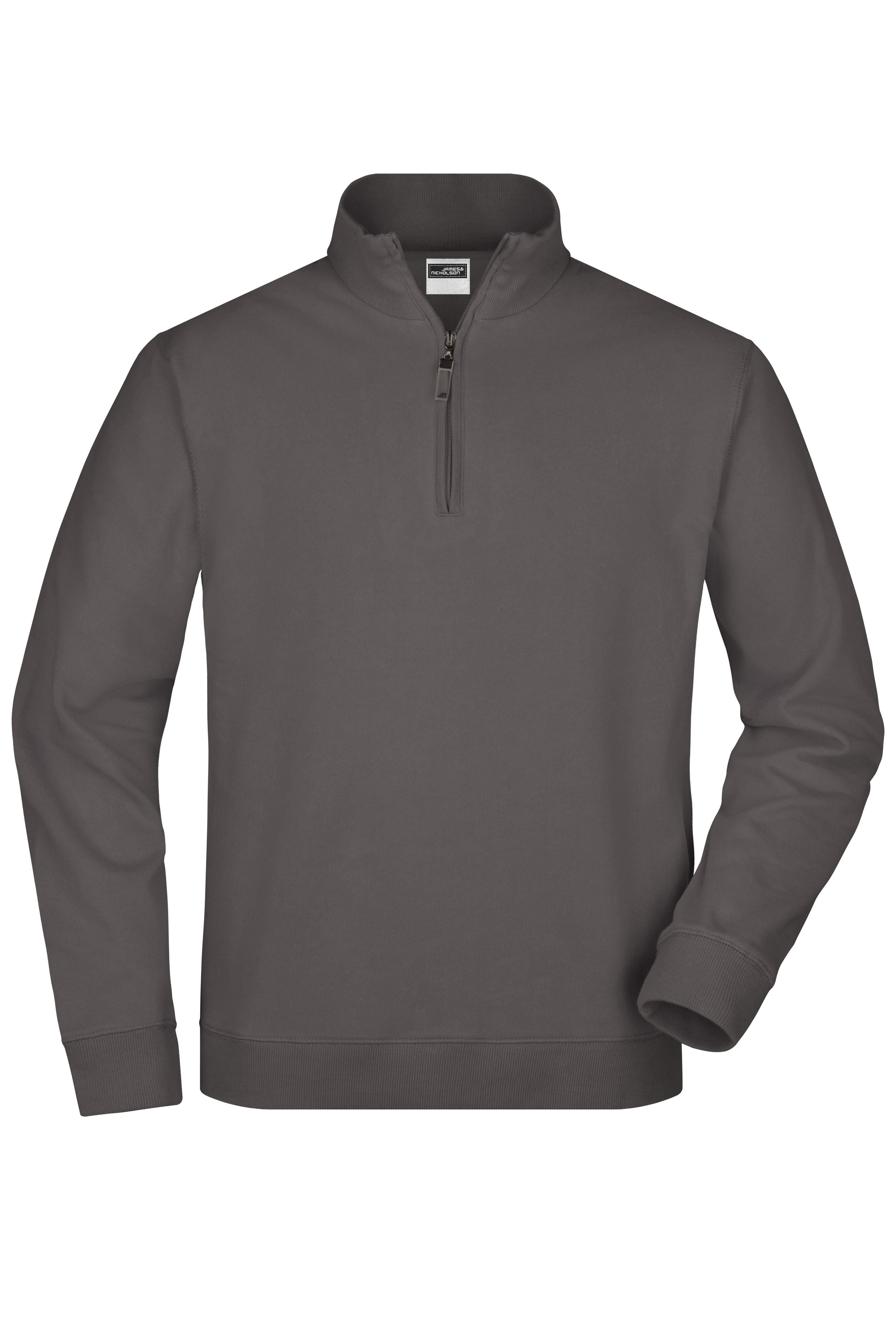 James & Nicholson Sweatshirt mit kurzem Reißverschluss carbon